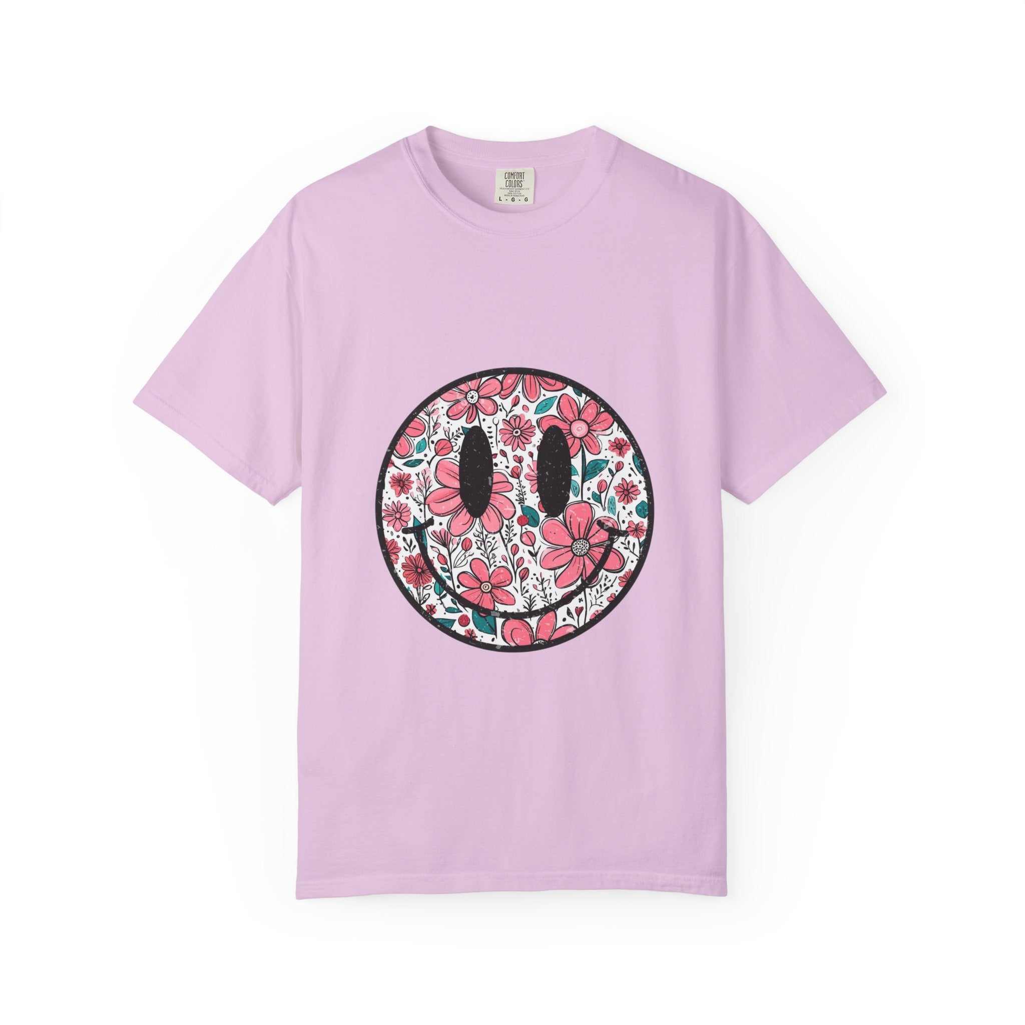 Floral Smiley T-Shirt — Pink Botanical Smile Tee