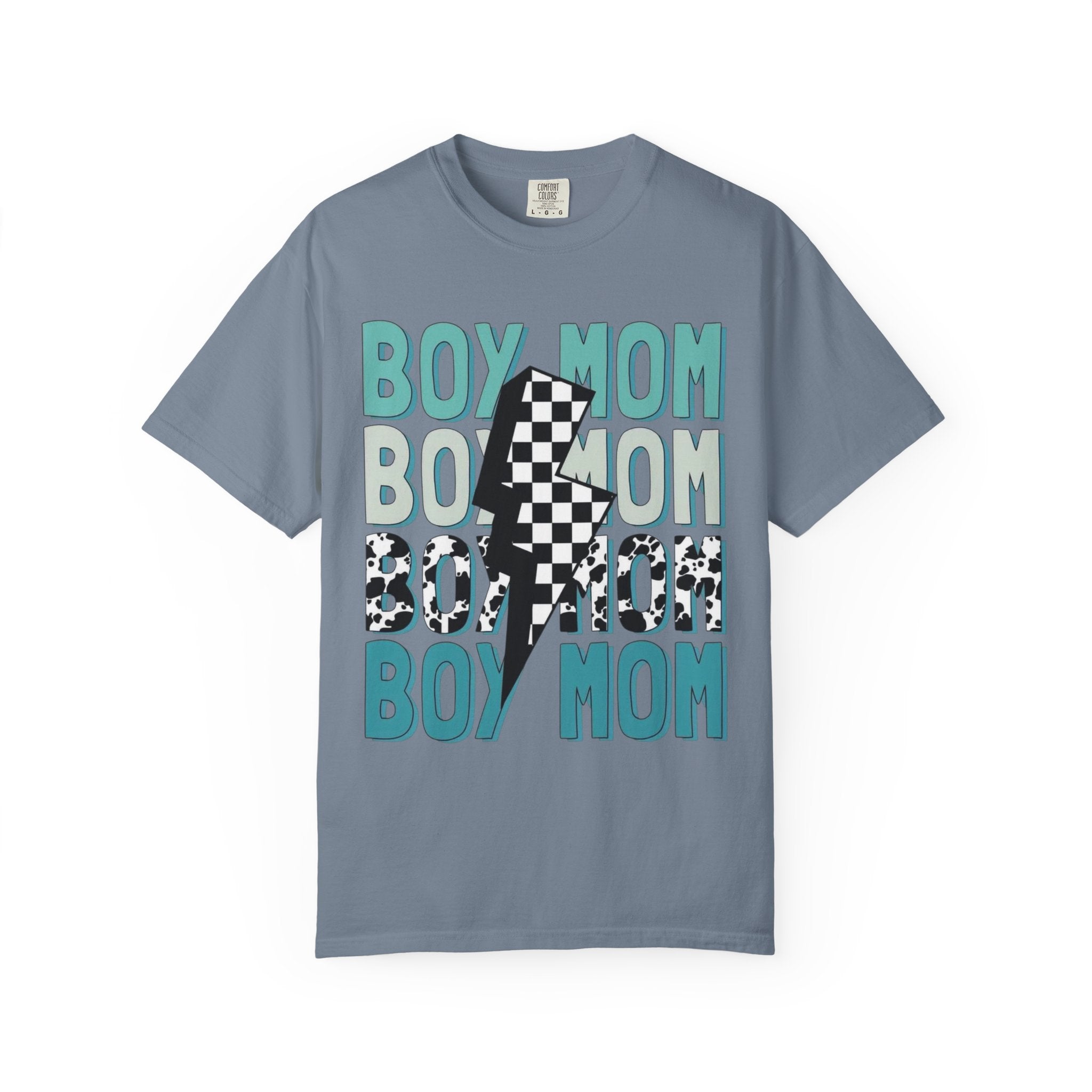Boy Mom Graphic T-Shirt — Checkerboard Lightning Design