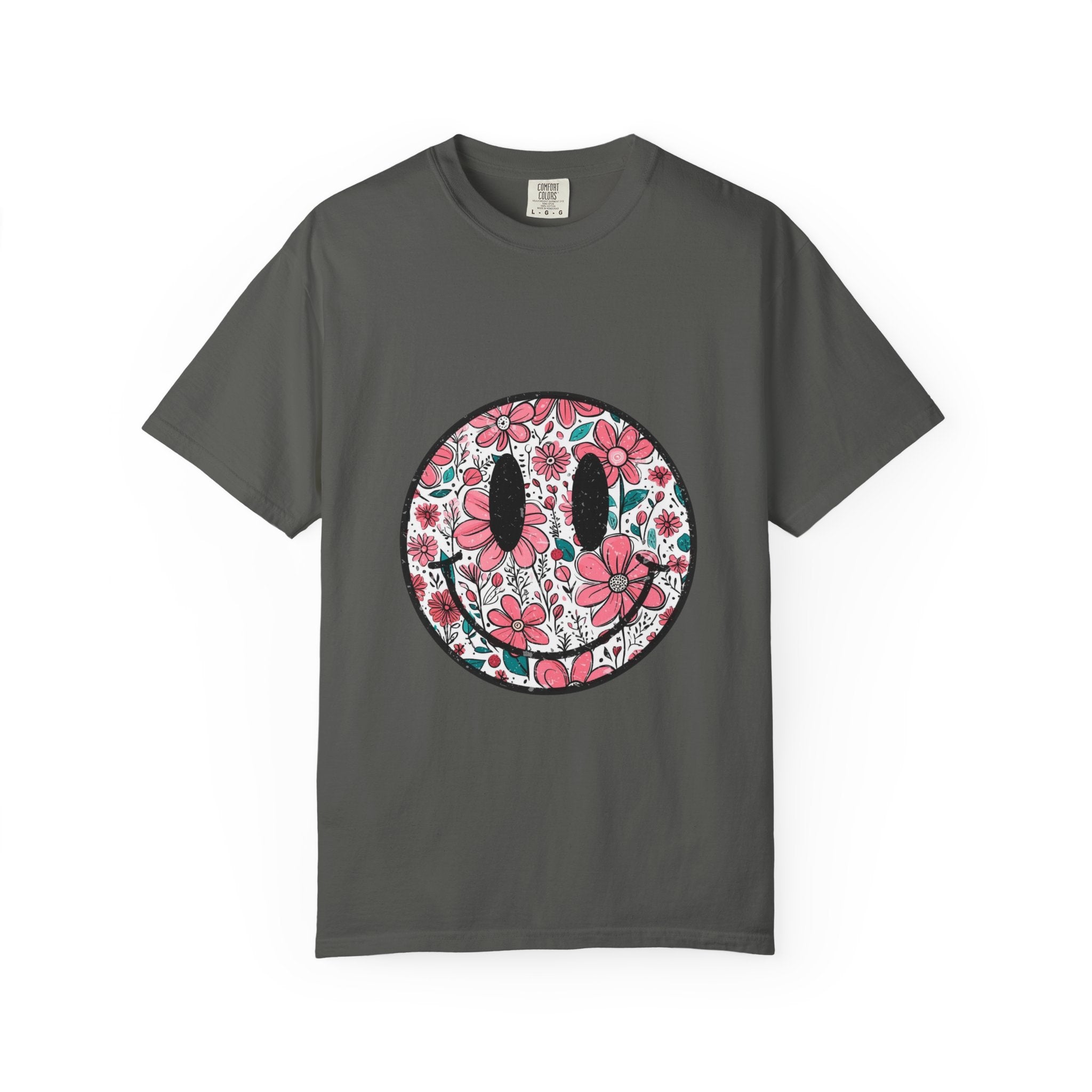 Floral Smiley T-Shirt — Pink Botanical Smile Tee