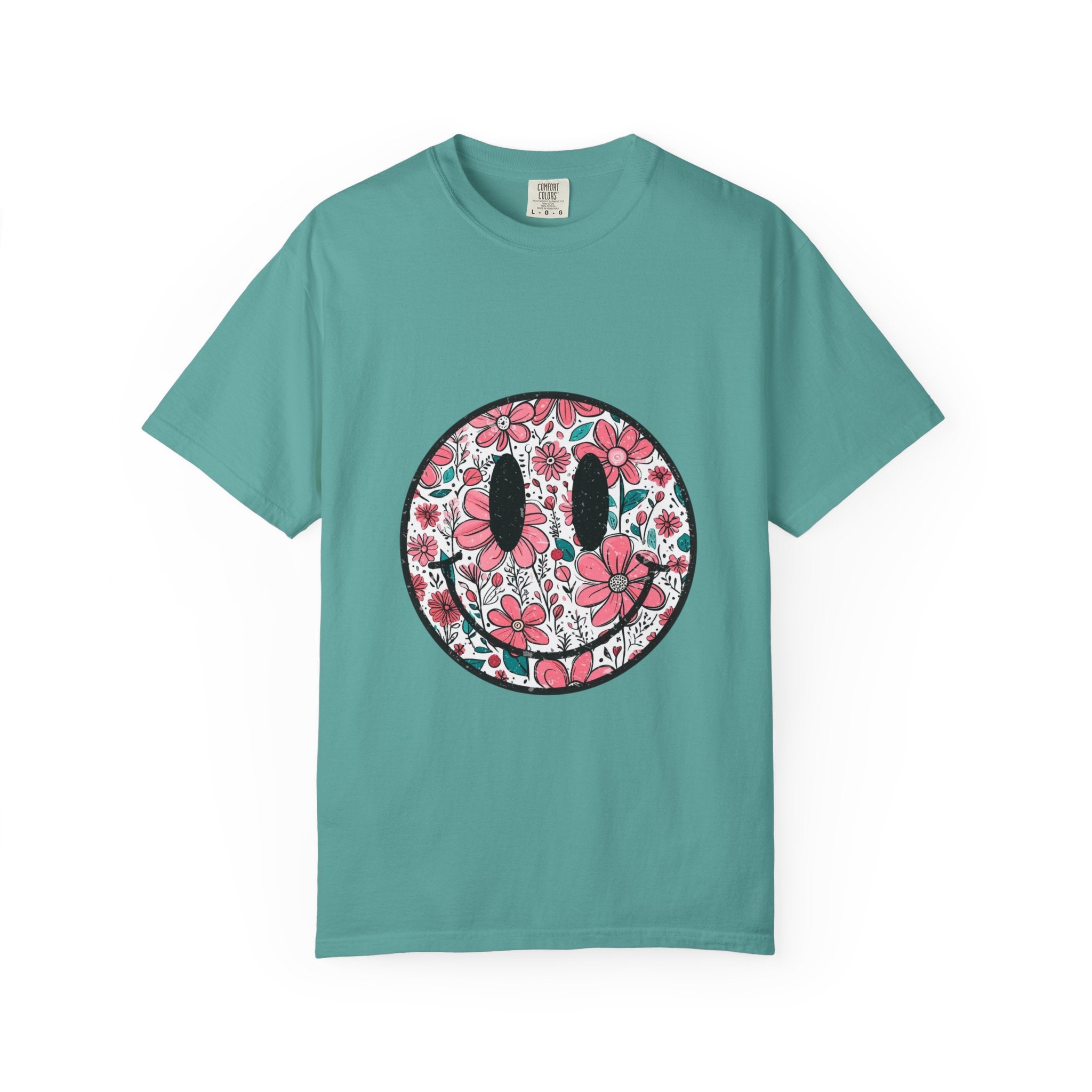 Floral Smiley T-Shirt — Pink Botanical Smile Tee