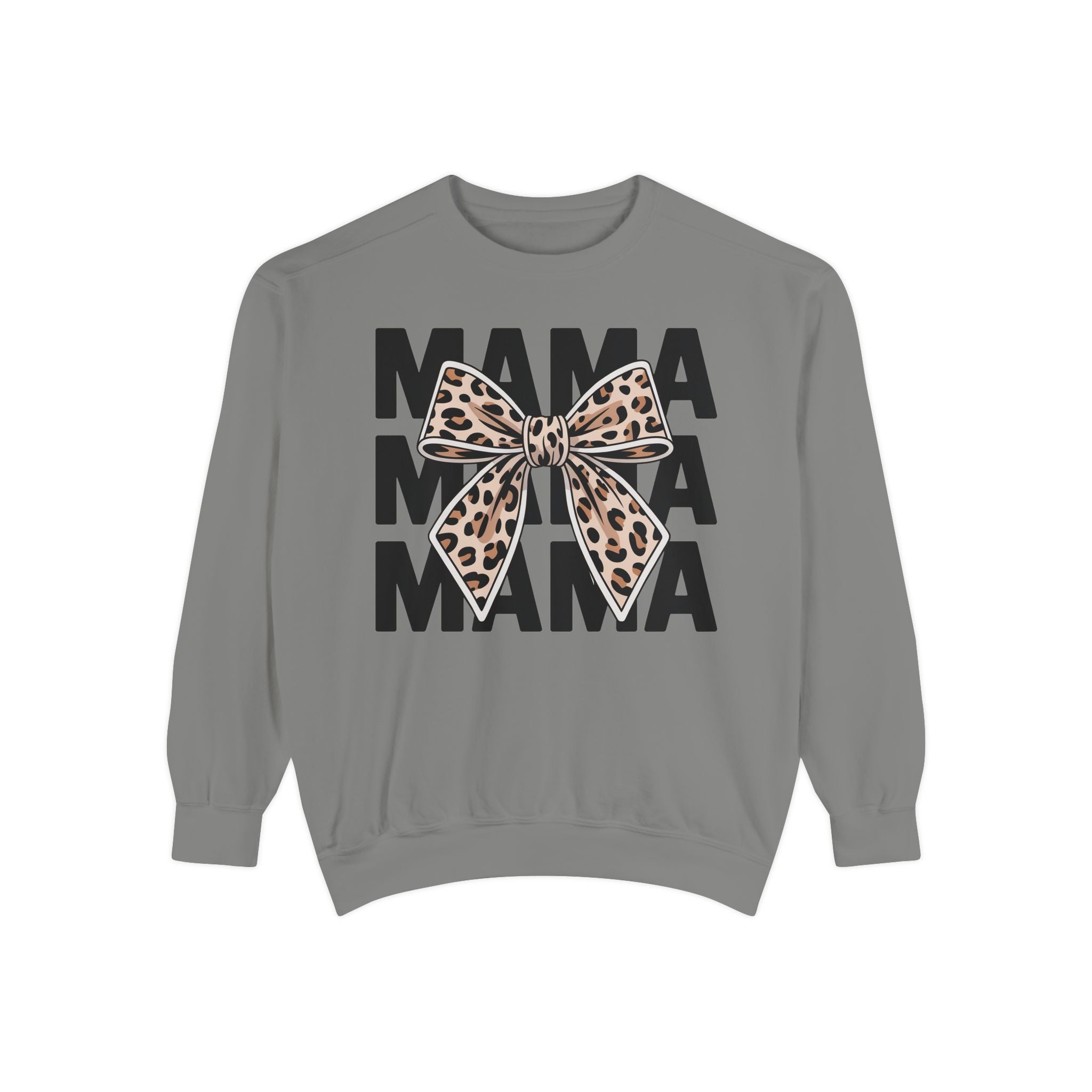 Mama Leopard Bow Sweatshirt — Cute Mom Graphic Pullover for Mother’s Day