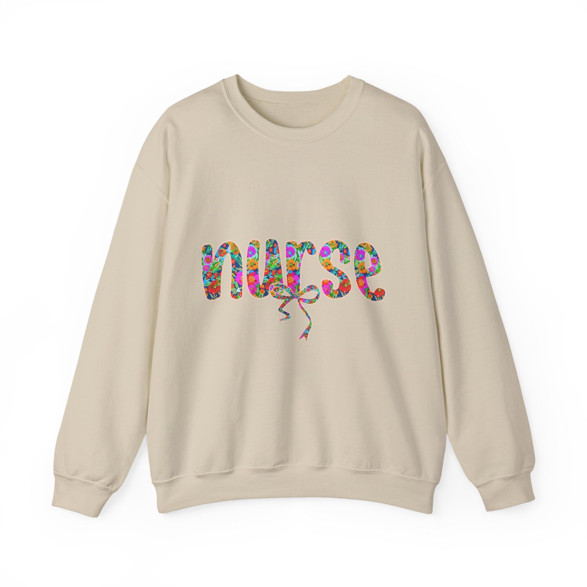 Nurse Floral Script Crewneck Sweatshirt — Colorful Nurse Appreciation Gift