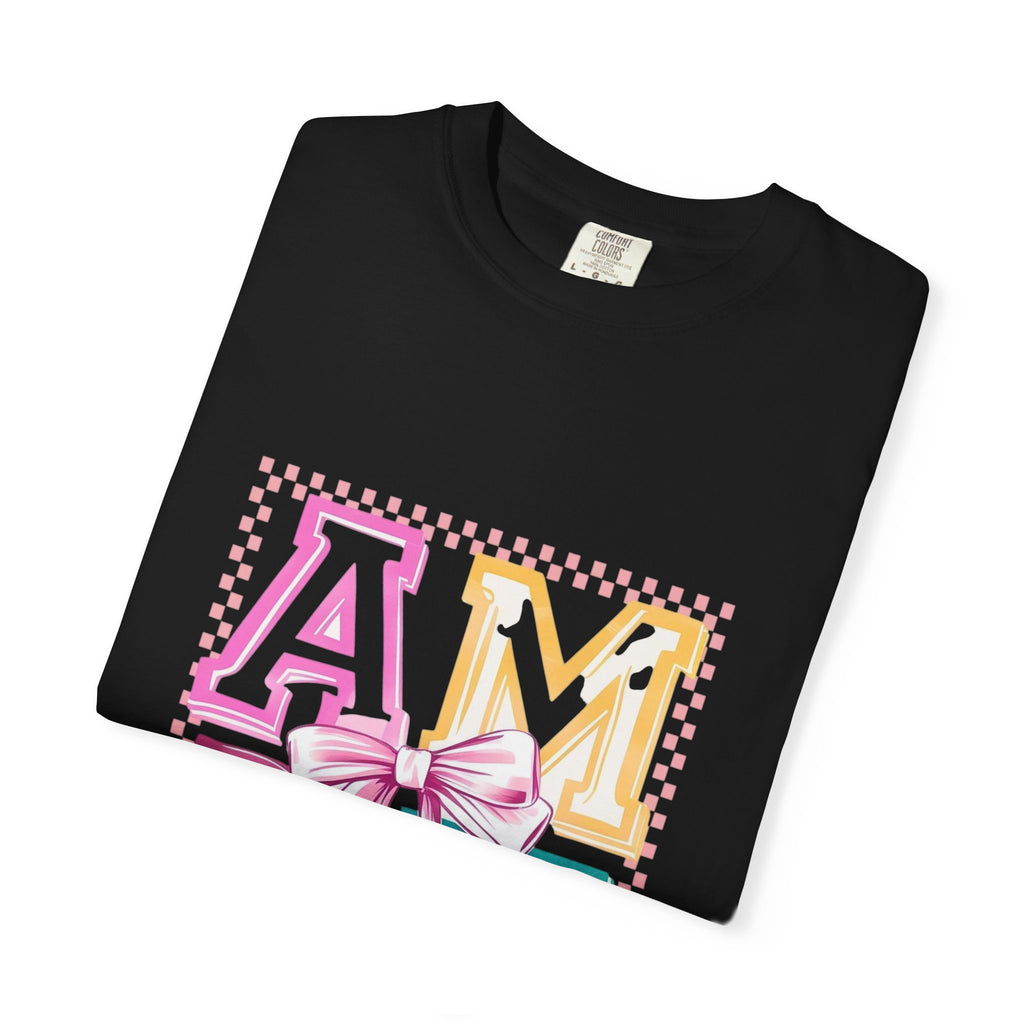Amen Pastel Graphic T-Shirt — Retro Lettering with Bow