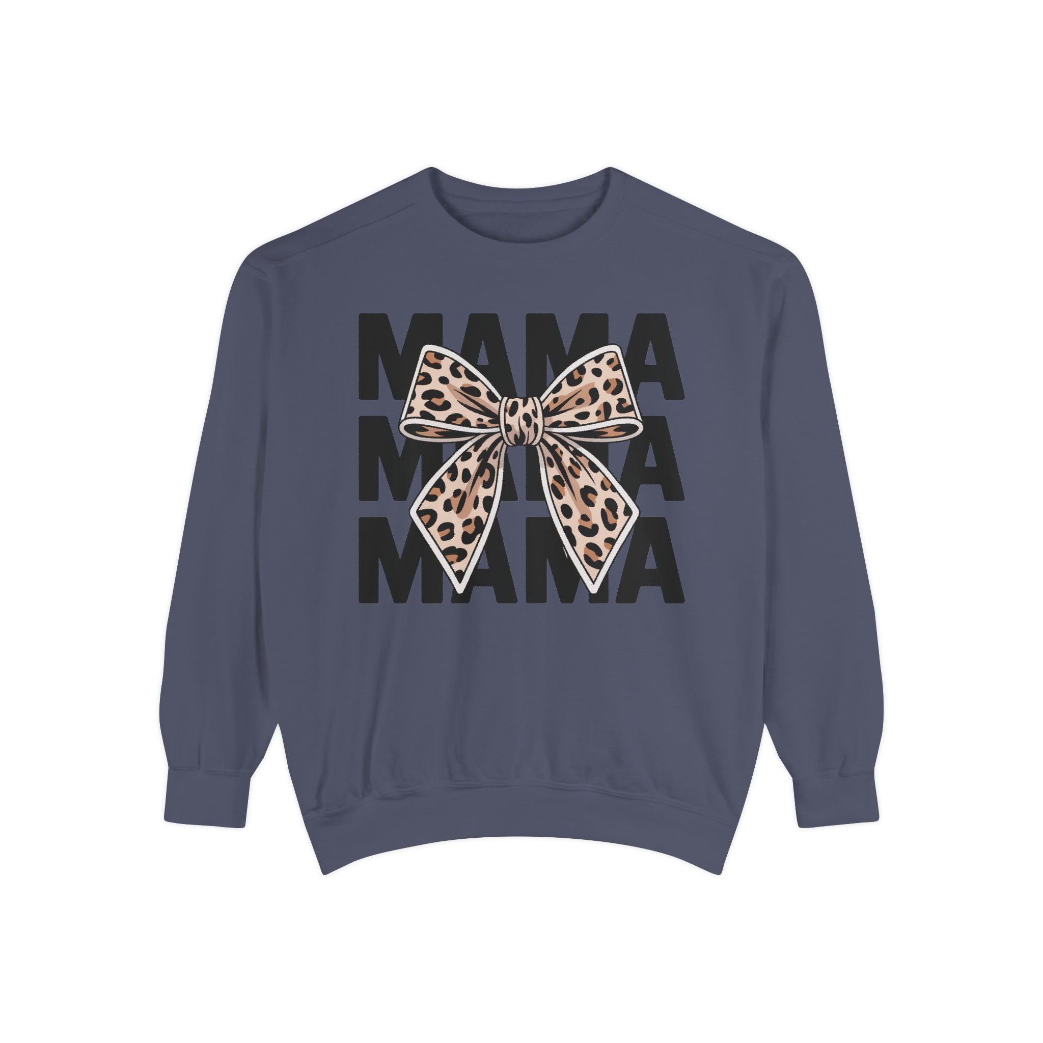 Mama Leopard Bow Sweatshirt — Cute Mom Graphic Pullover for Mother’s Day