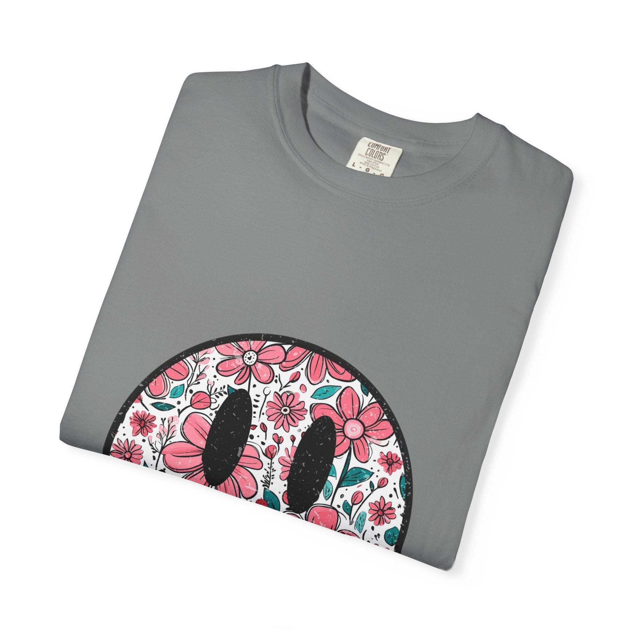 Floral Smiley T-Shirt — Pink Botanical Smile Tee