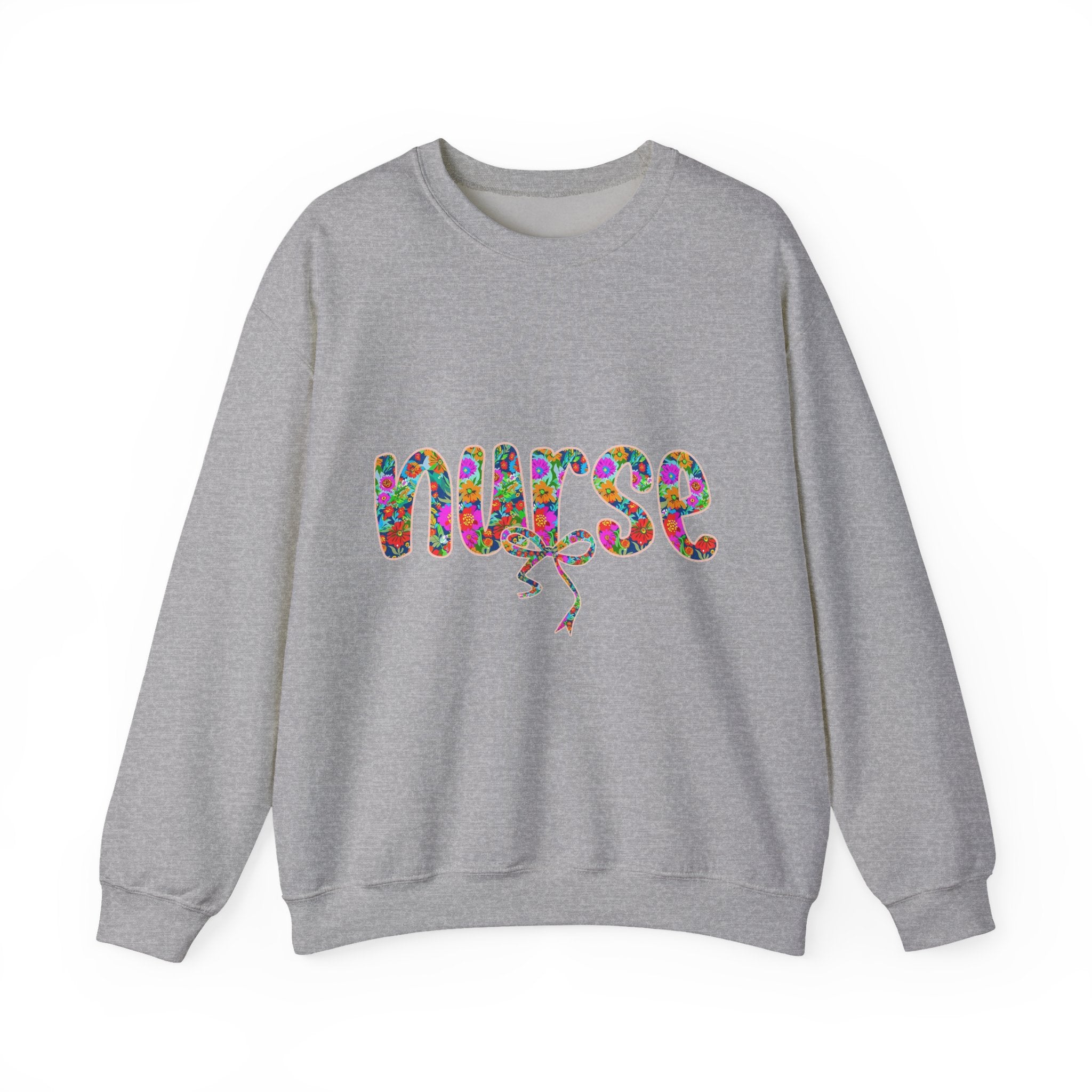 Nurse Floral Script Crewneck Sweatshirt — Colorful Nurse Appreciation Gift