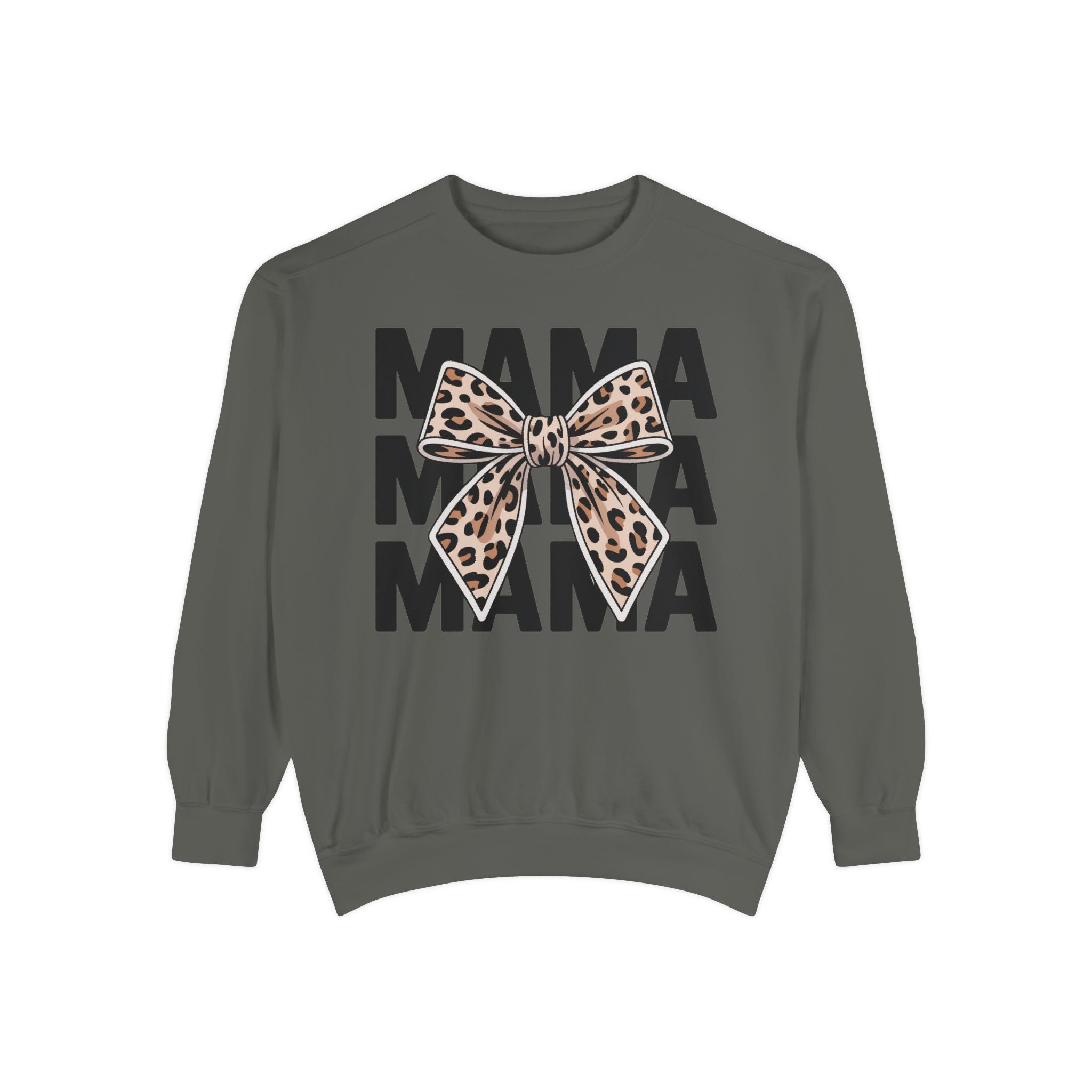Mama Leopard Bow Sweatshirt — Cute Mom Graphic Pullover for Mother’s Day