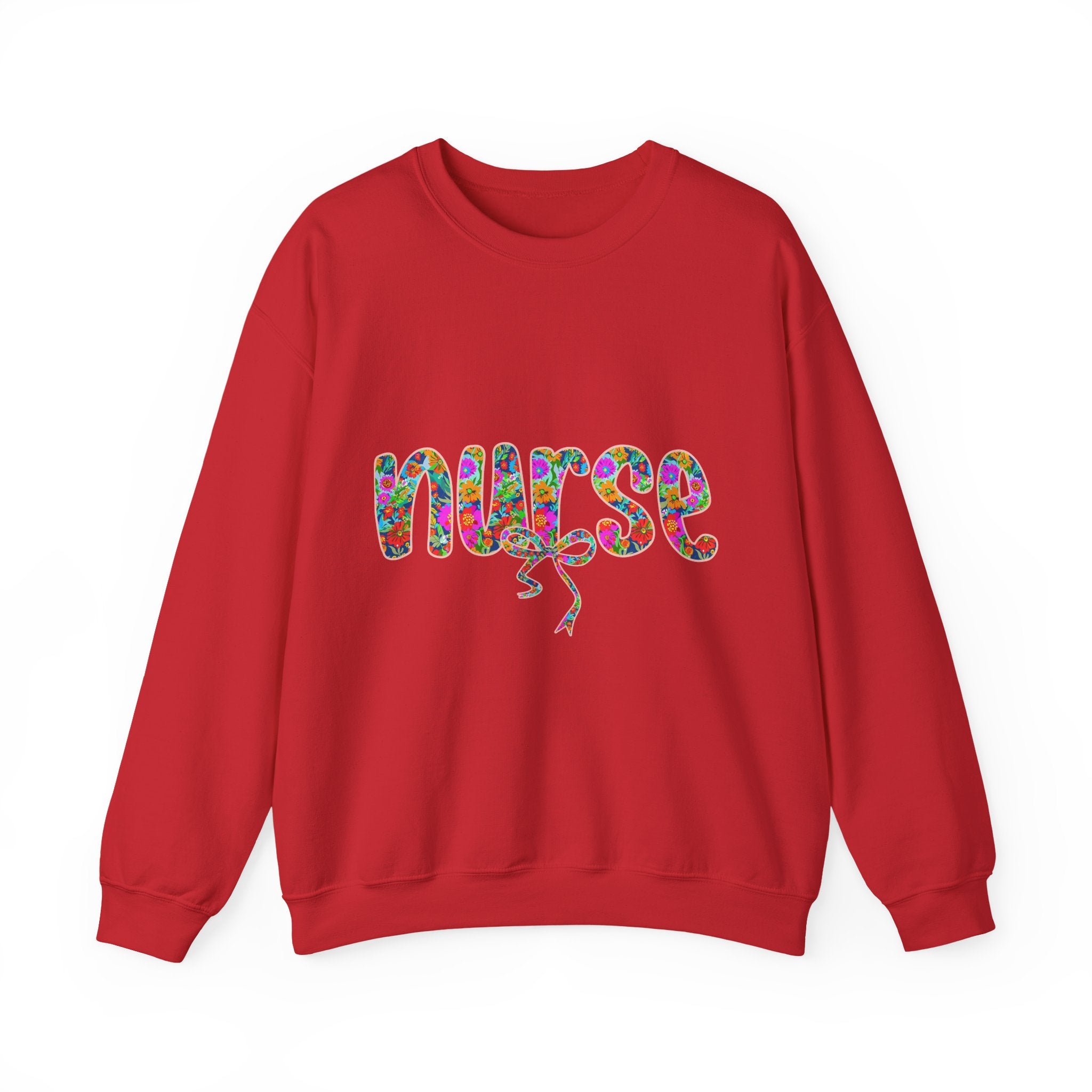 Nurse Floral Script Crewneck Sweatshirt — Colorful Nurse Appreciation Gift