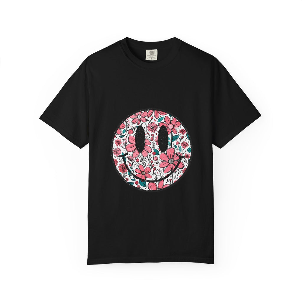 Floral Smiley T-Shirt — Pink Botanical Smile Tee