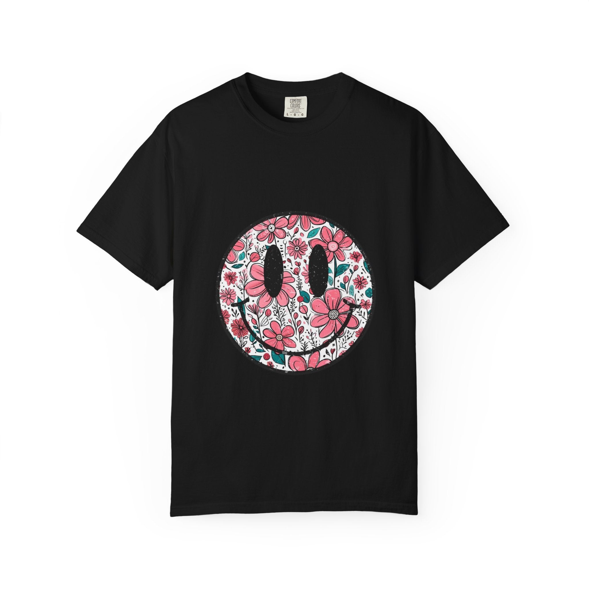 Floral Smiley T-Shirt — Pink Botanical Smile Tee