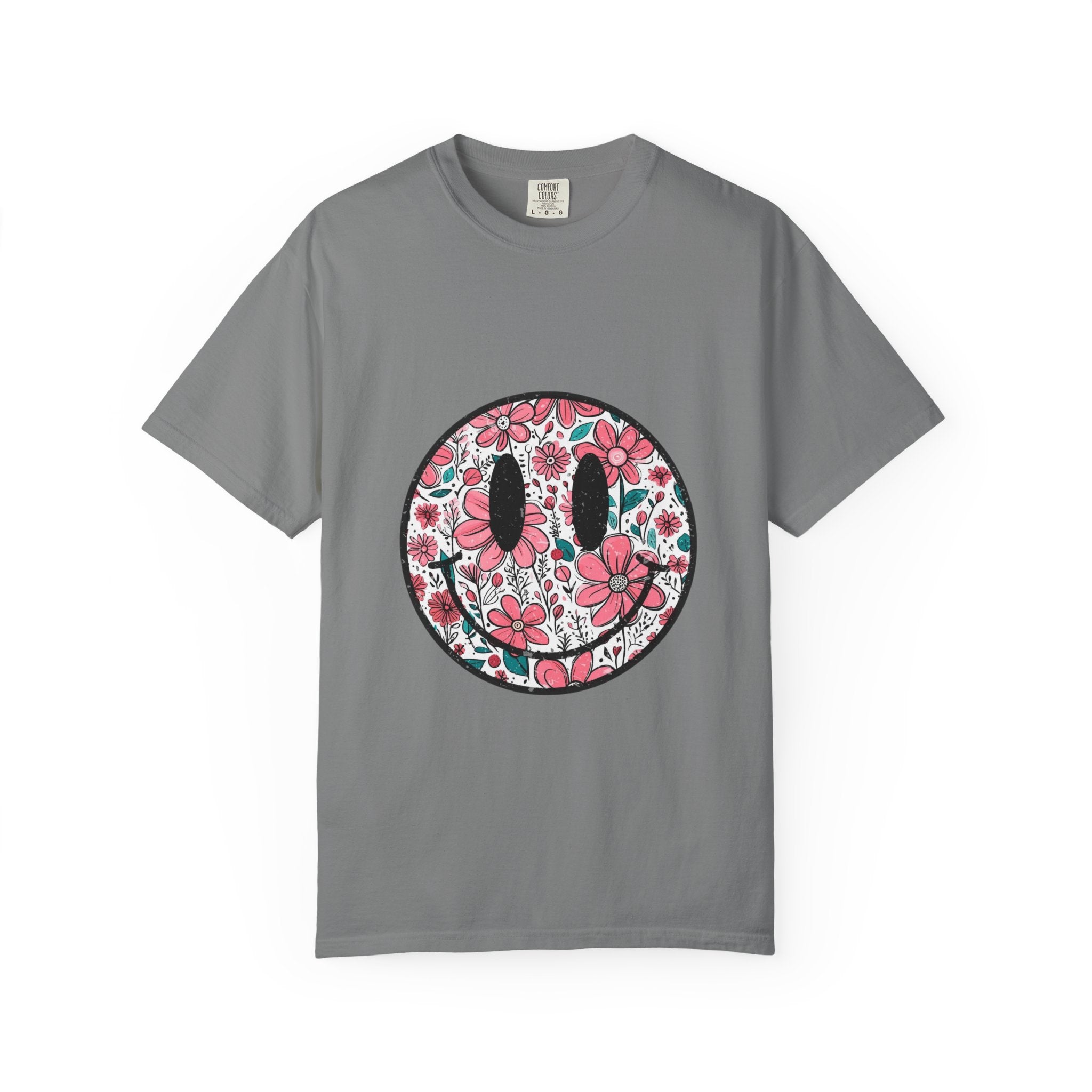 Floral Smiley T-Shirt — Pink Botanical Smile Tee