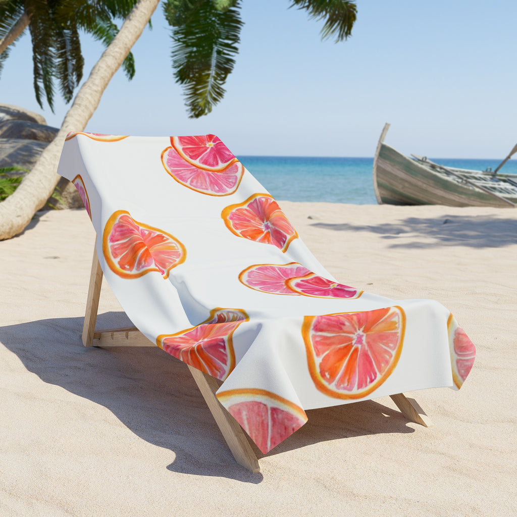 Citrus Slice Beach Towel — Pink Grapefruit Pattern