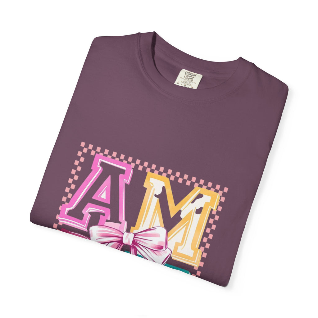 Amen Pastel Graphic T-Shirt — Retro Lettering with Bow