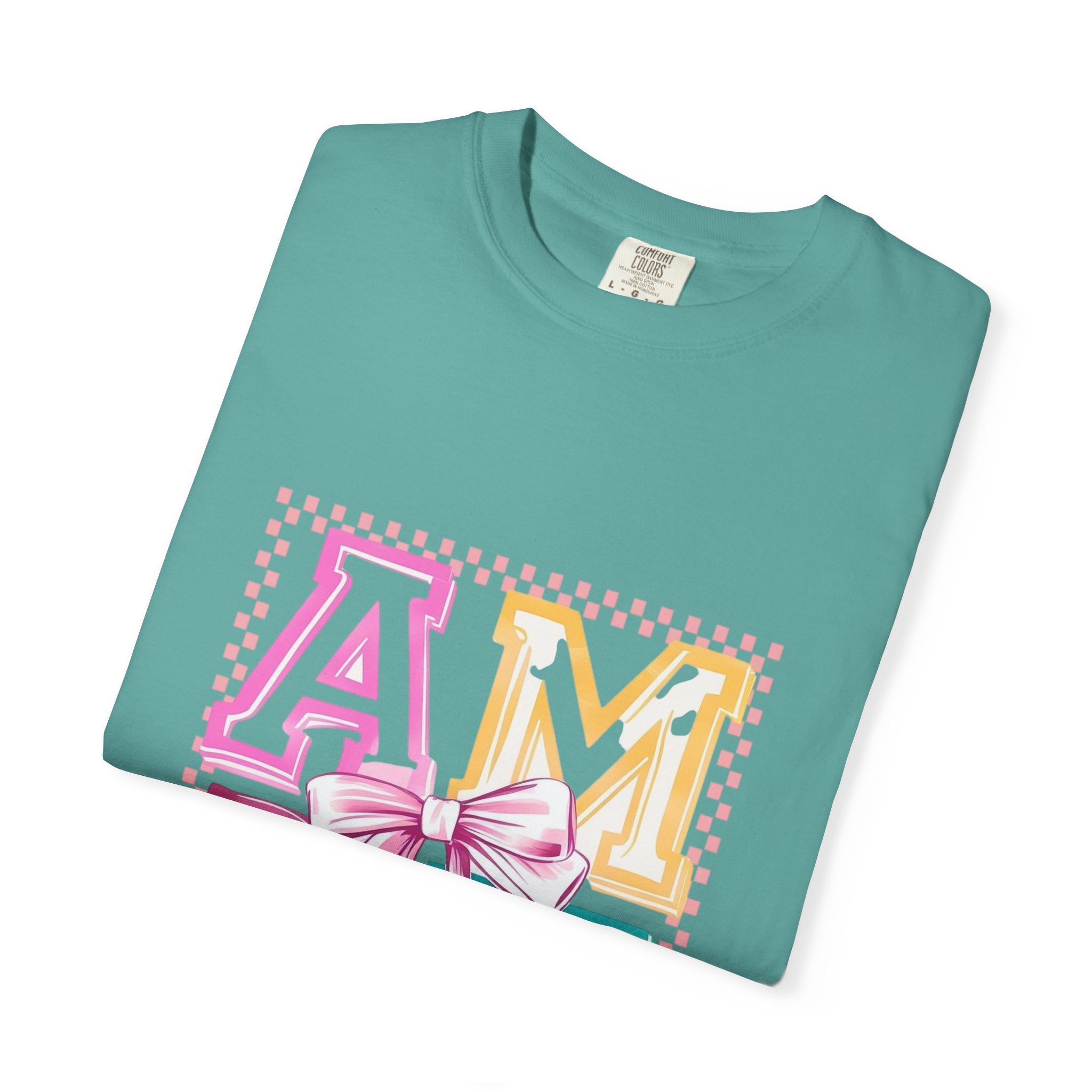 Amen Pastel Graphic T-Shirt — Retro Lettering with Bow