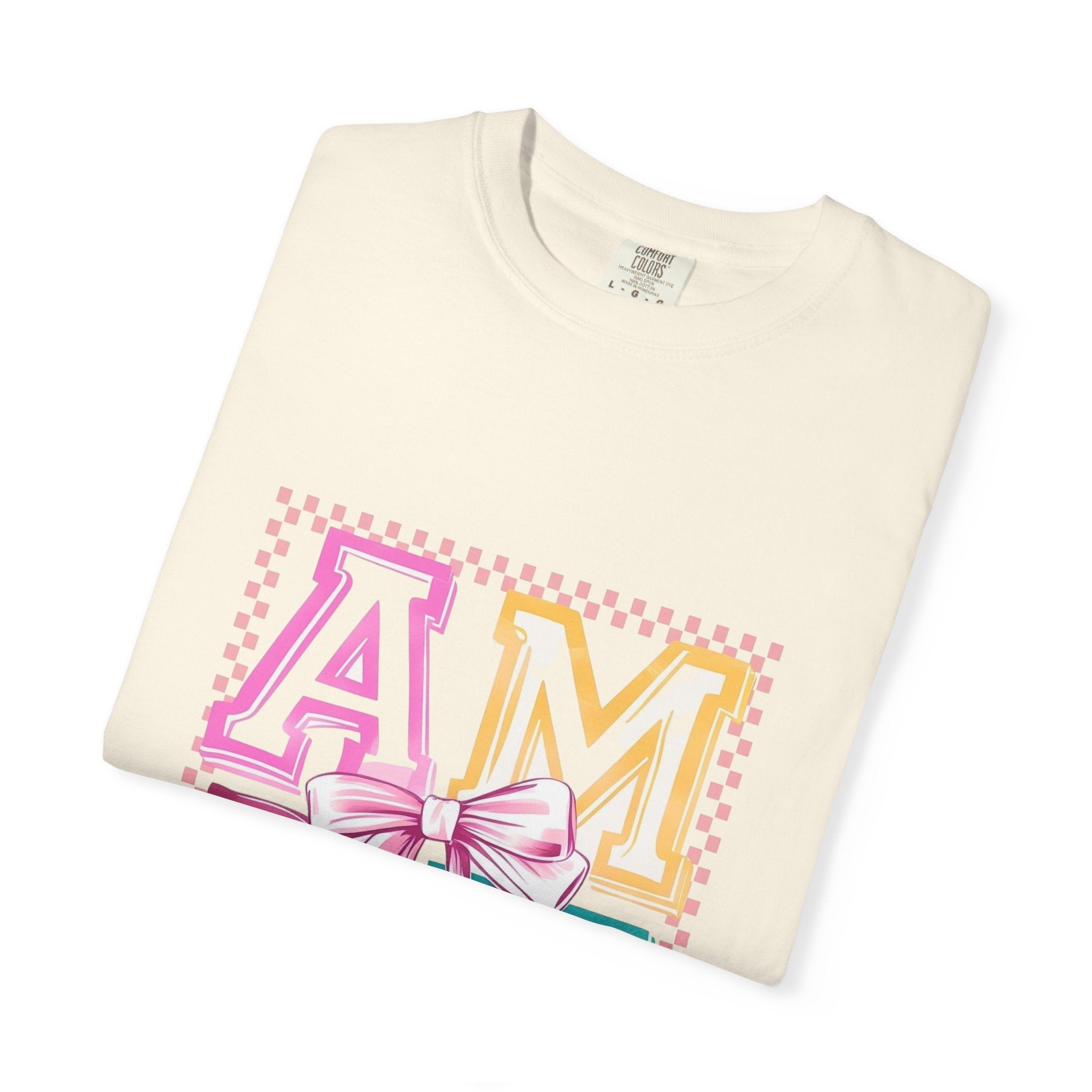 Amen Pastel Graphic T-Shirt — Retro Lettering with Bow