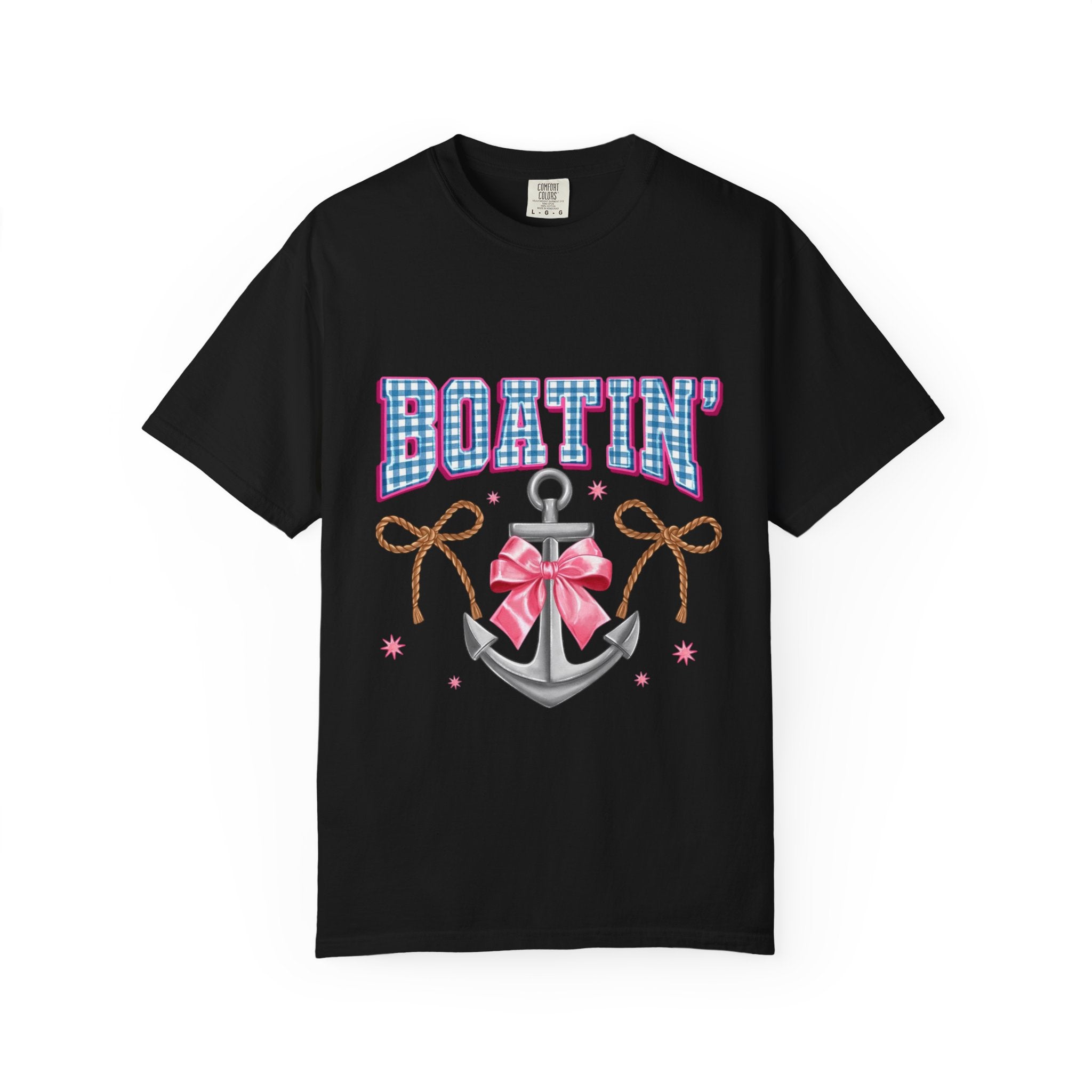 Boatin' Anchor T-Shirt — Cute Nautical Graphic Tee with Pink Bow