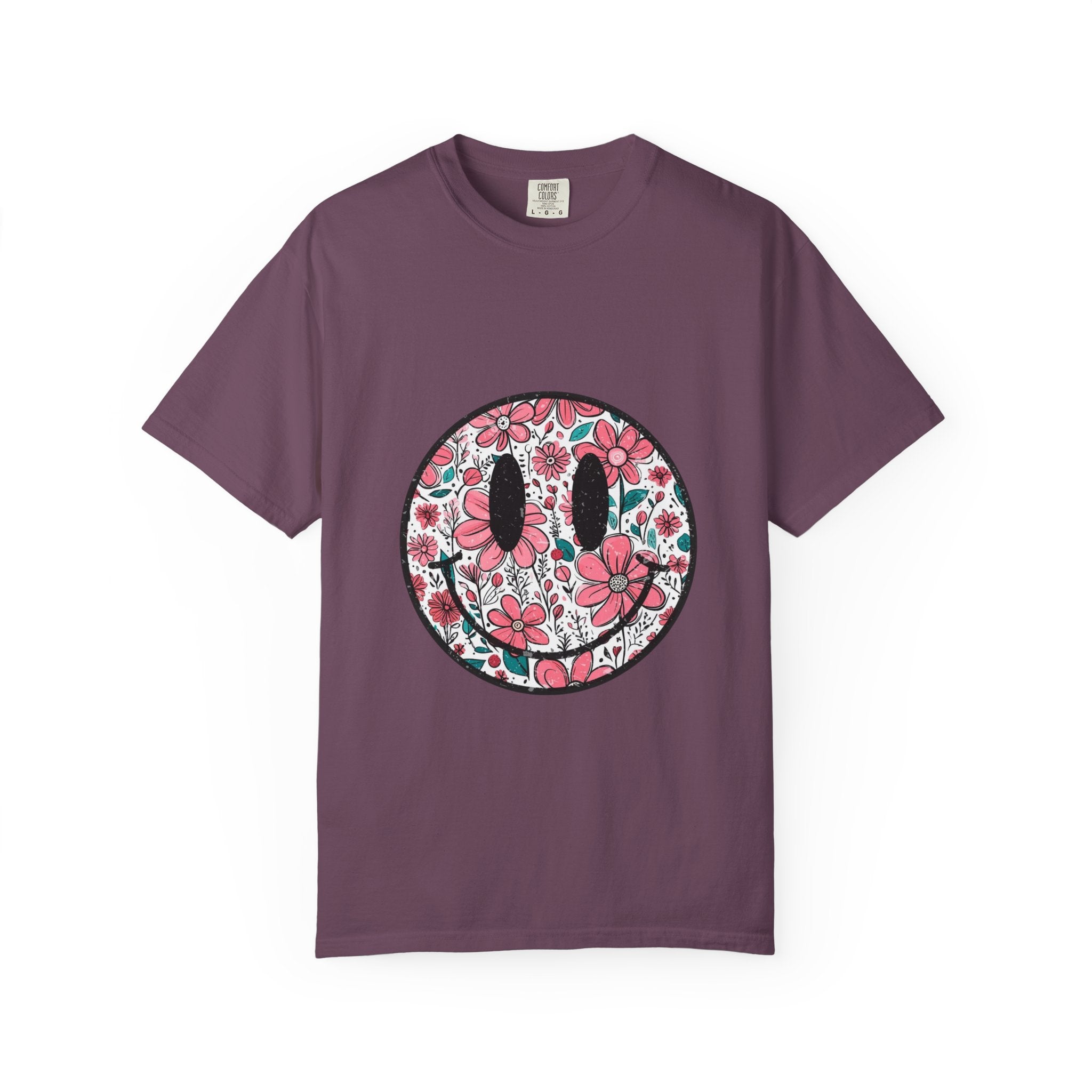 Floral Smiley T-Shirt — Pink Botanical Smile Tee
