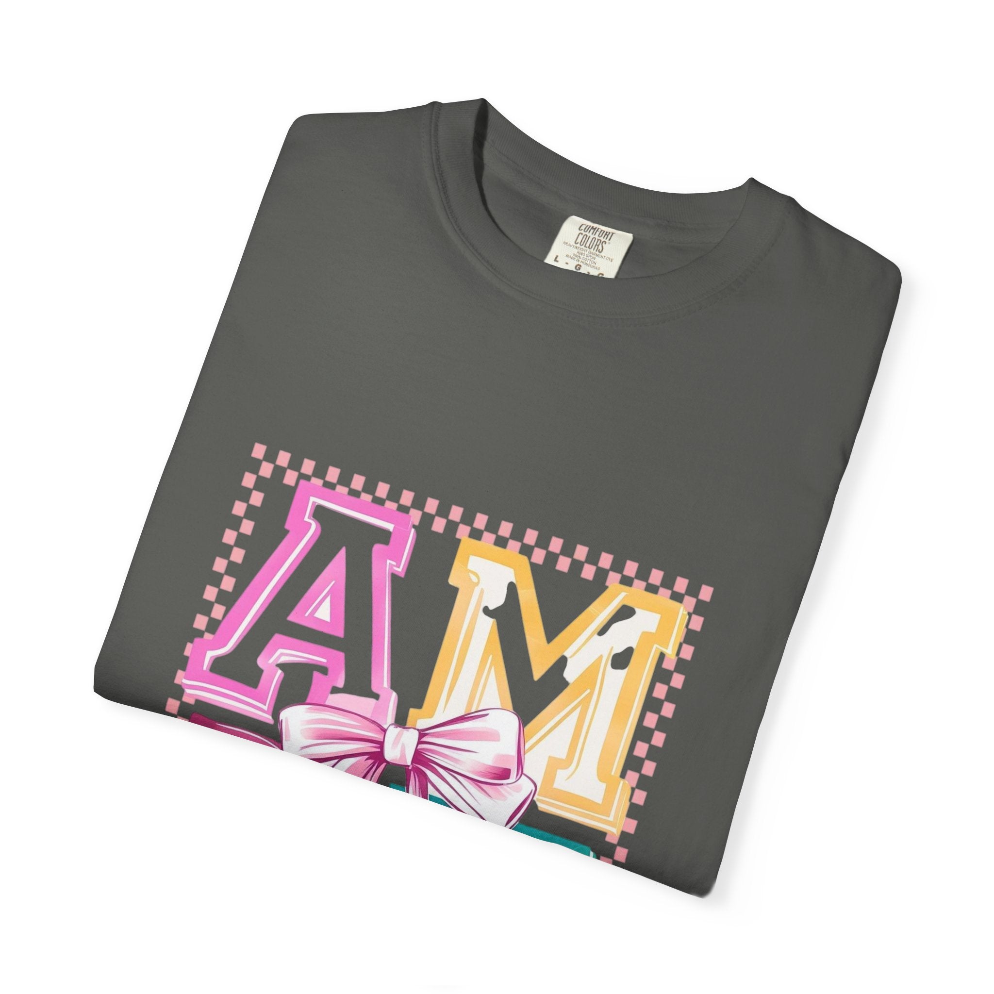 Amen Pastel Graphic T-Shirt — Retro Lettering with Bow