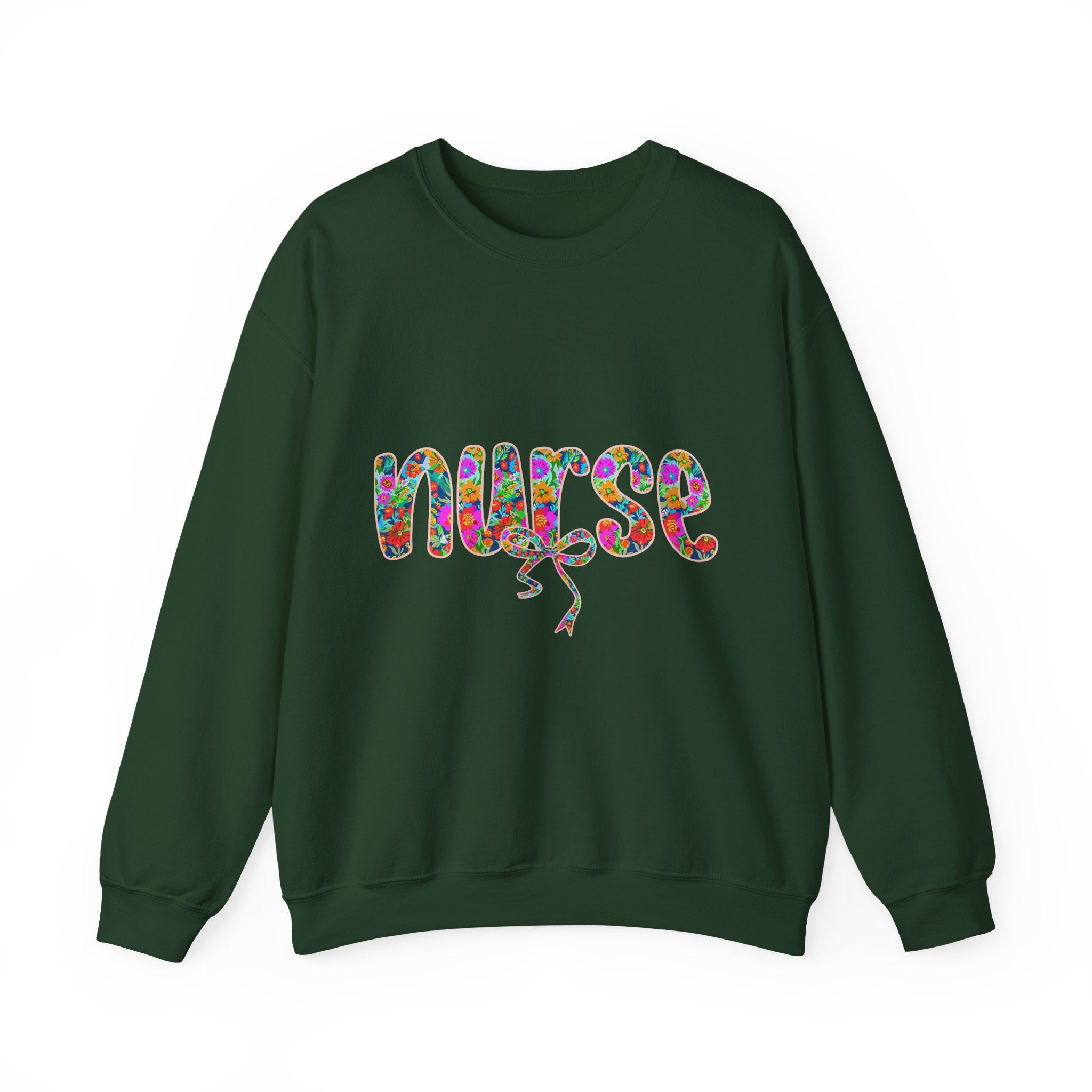 Nurse Floral Script Crewneck Sweatshirt — Colorful Nurse Appreciation Gift