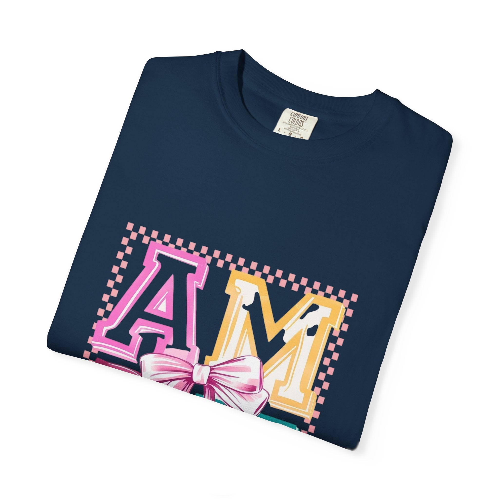 Amen Pastel Graphic T-Shirt — Retro Lettering with Bow
