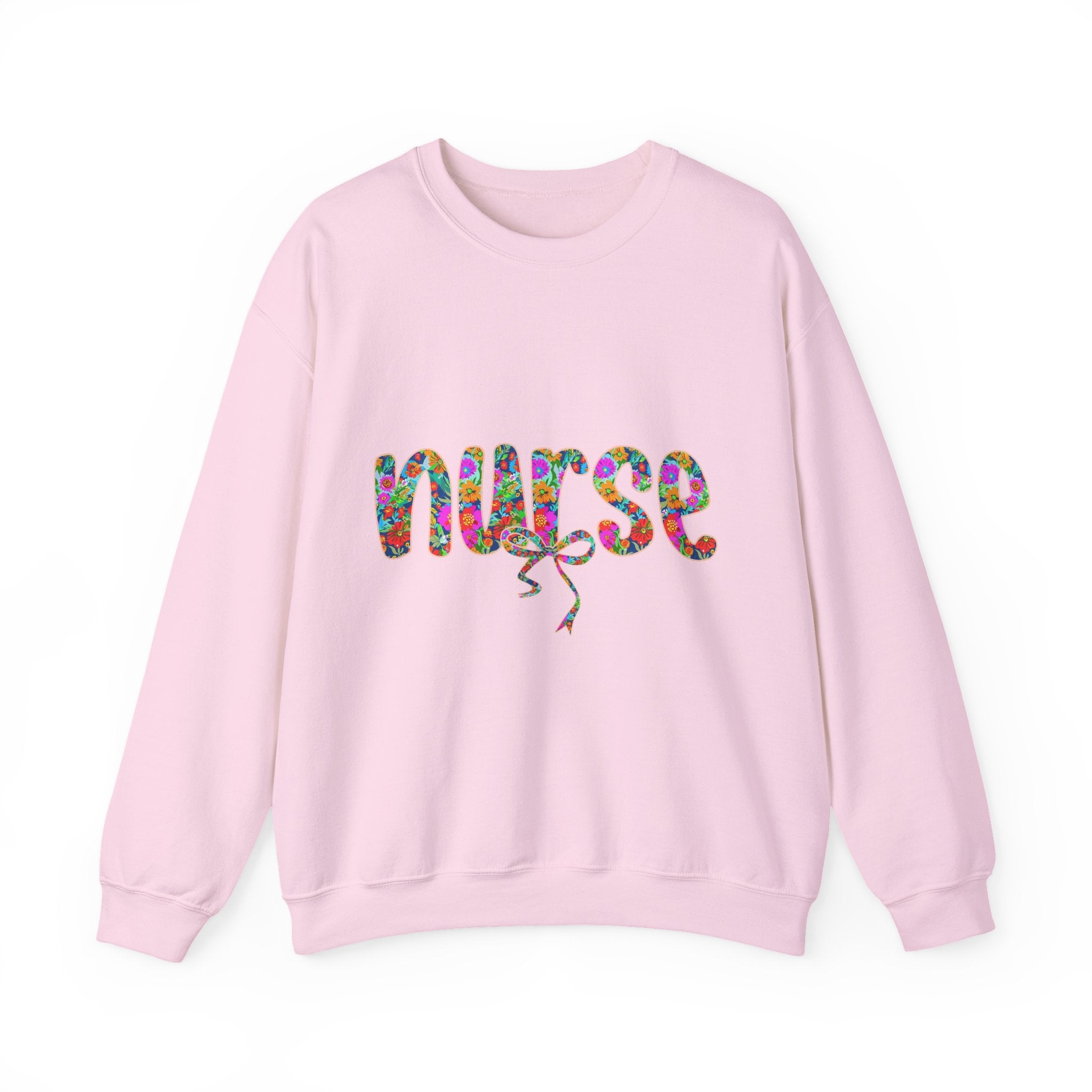 Nurse Floral Script Crewneck Sweatshirt — Colorful Nurse Appreciation Gift