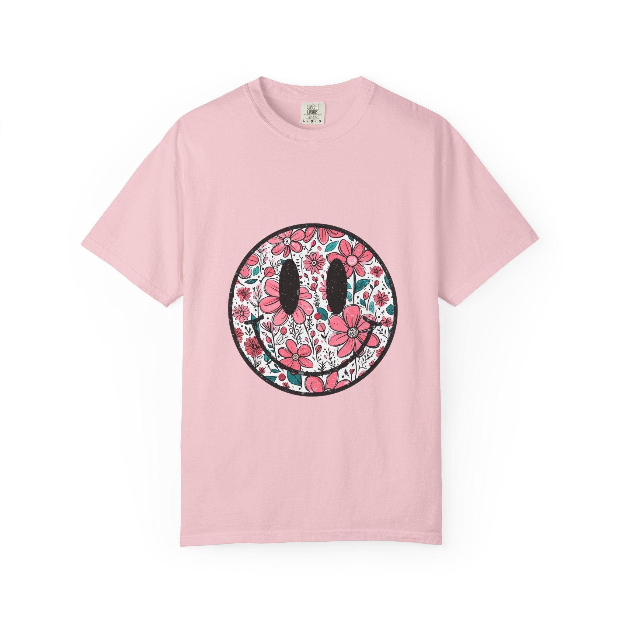 Floral Smiley T-Shirt — Pink Botanical Smile Tee