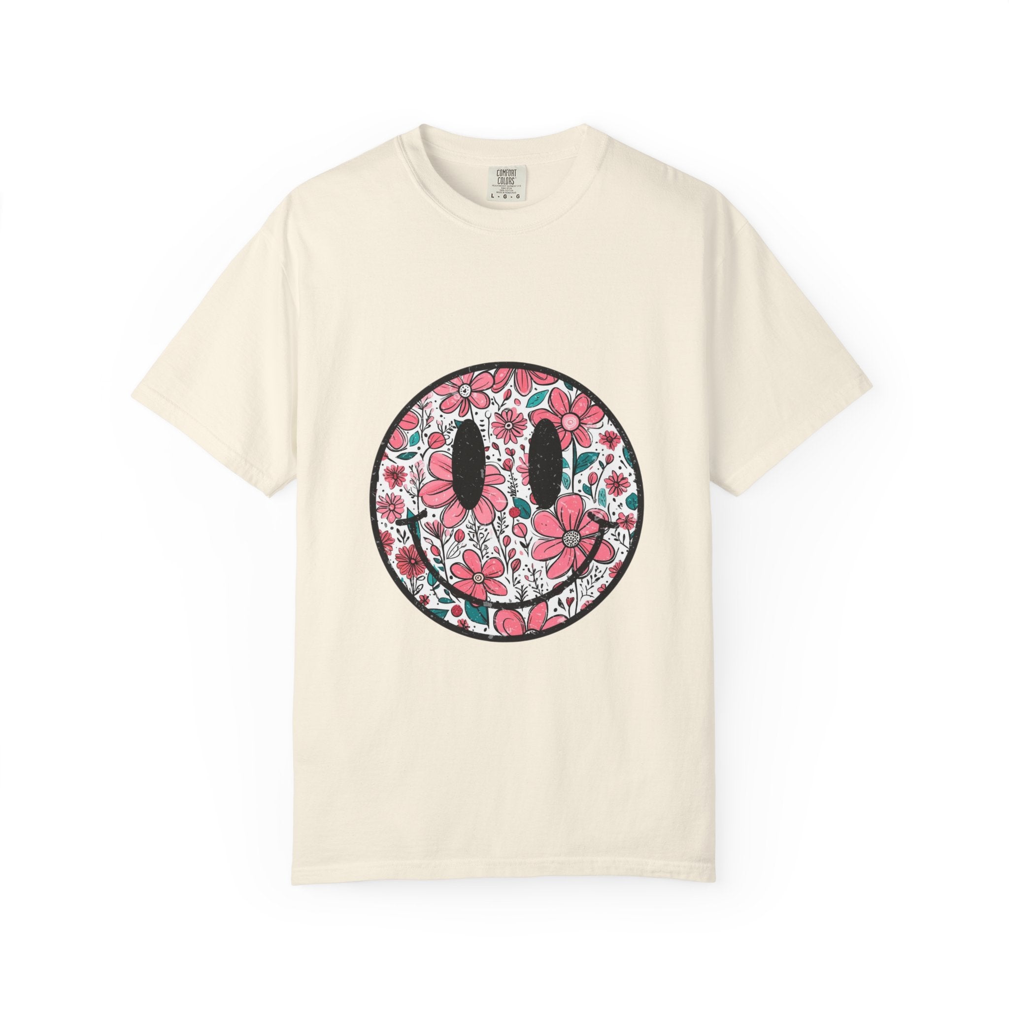 Floral Smiley T-Shirt — Pink Botanical Smile Tee