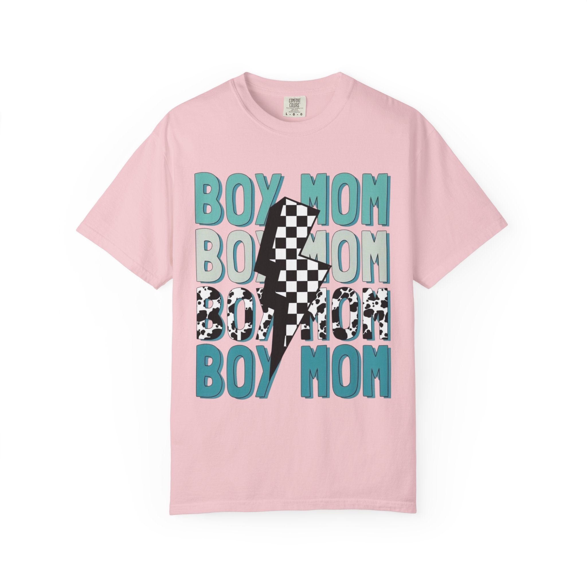 Boy Mom Graphic T-Shirt — Checkerboard Lightning Design