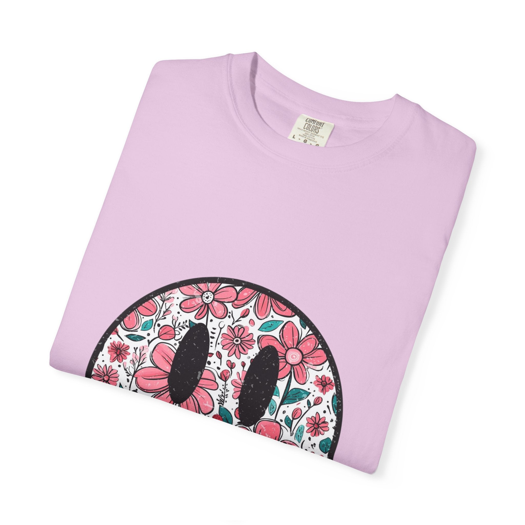 Floral Smiley T-Shirt — Pink Botanical Smile Tee