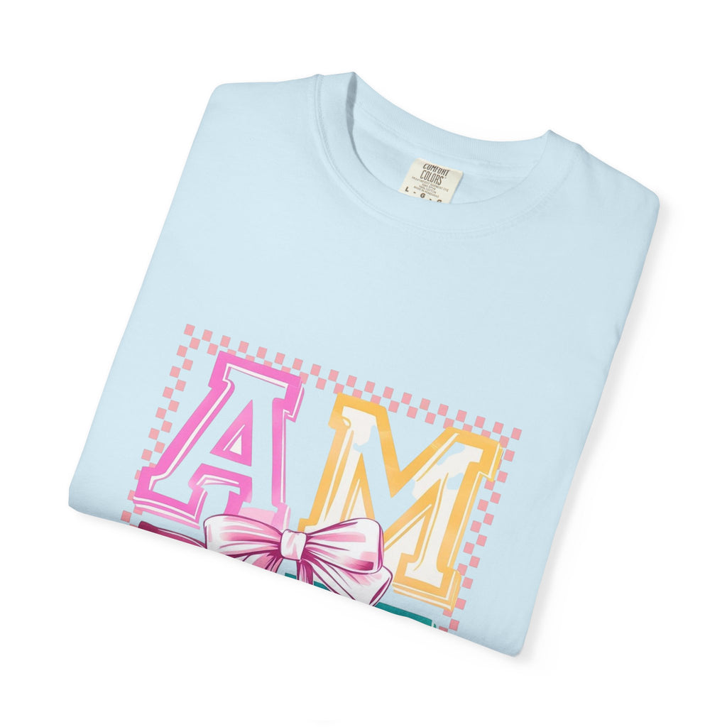 Amen Pastel Graphic T-Shirt — Retro Lettering with Bow
