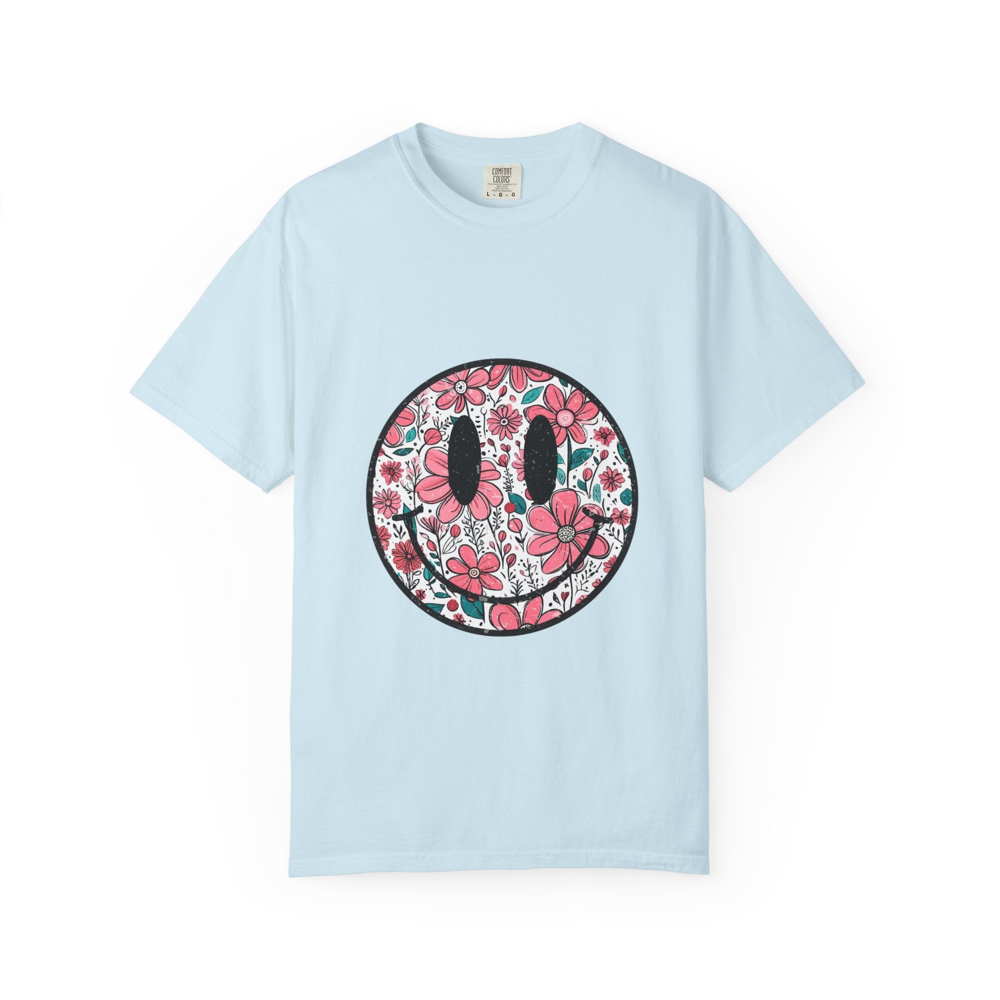 Floral Smiley T-Shirt — Pink Botanical Smile Tee