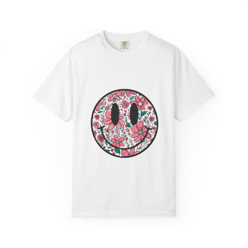Floral Smiley T-Shirt — Pink Botanical Smile Tee