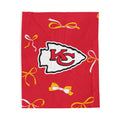 Kansas City Chiefs Velveteen Plush Blanket — Red Bow Pattern Cozy Throw