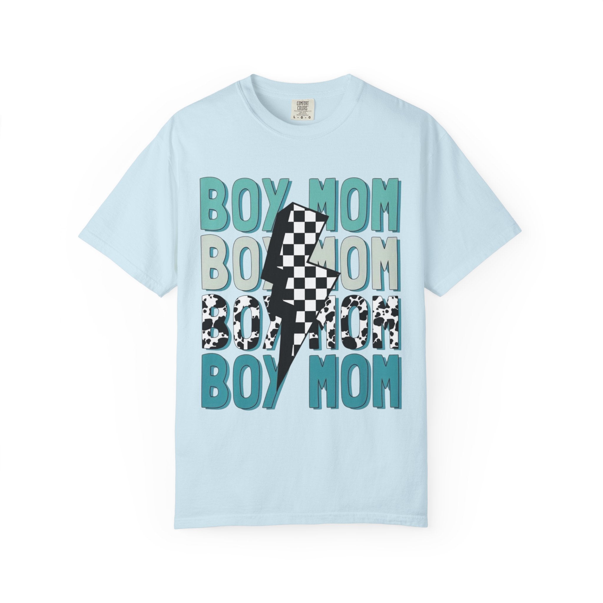 Boy Mom Graphic T-Shirt — Checkerboard Lightning Design