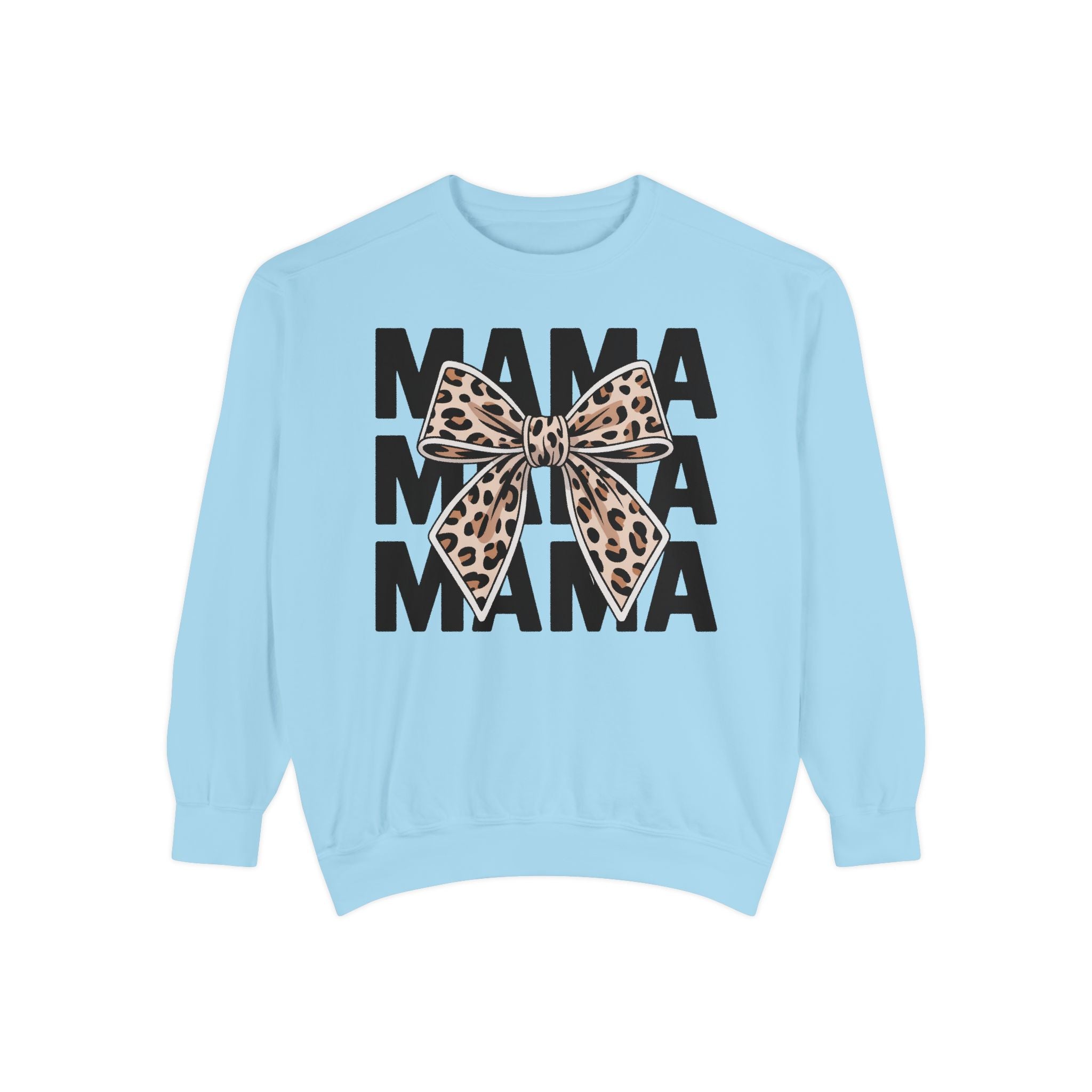 Mama Leopard Bow Sweatshirt — Cute Mom Graphic Pullover for Mother’s Day