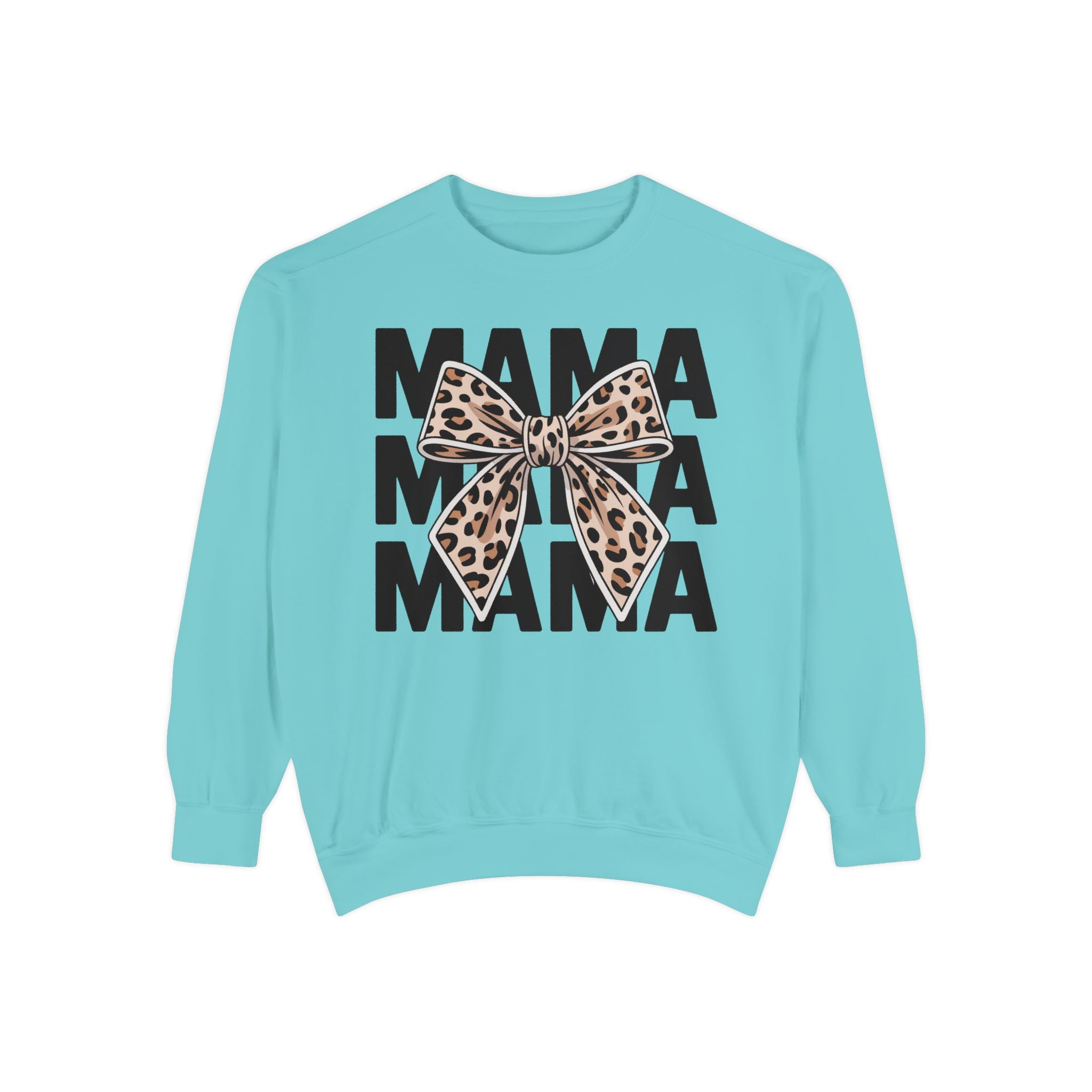 Mama Leopard Bow Sweatshirt — Cute Mom Graphic Pullover for Mother’s Day