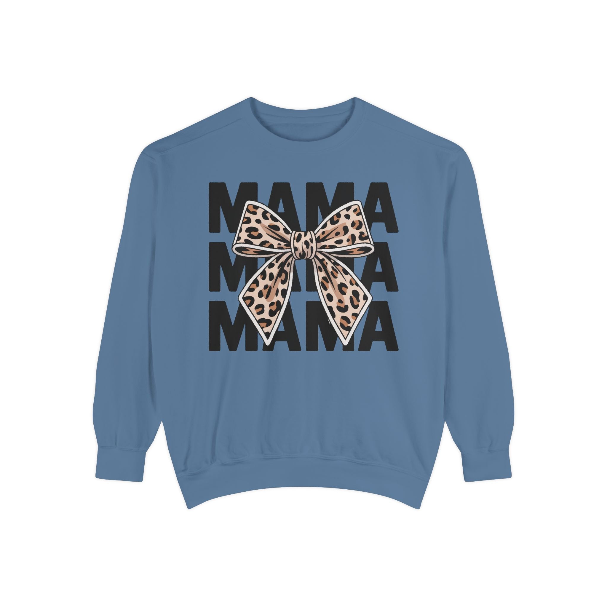 Mama Leopard Bow Sweatshirt — Cute Mom Graphic Pullover for Mother’s Day