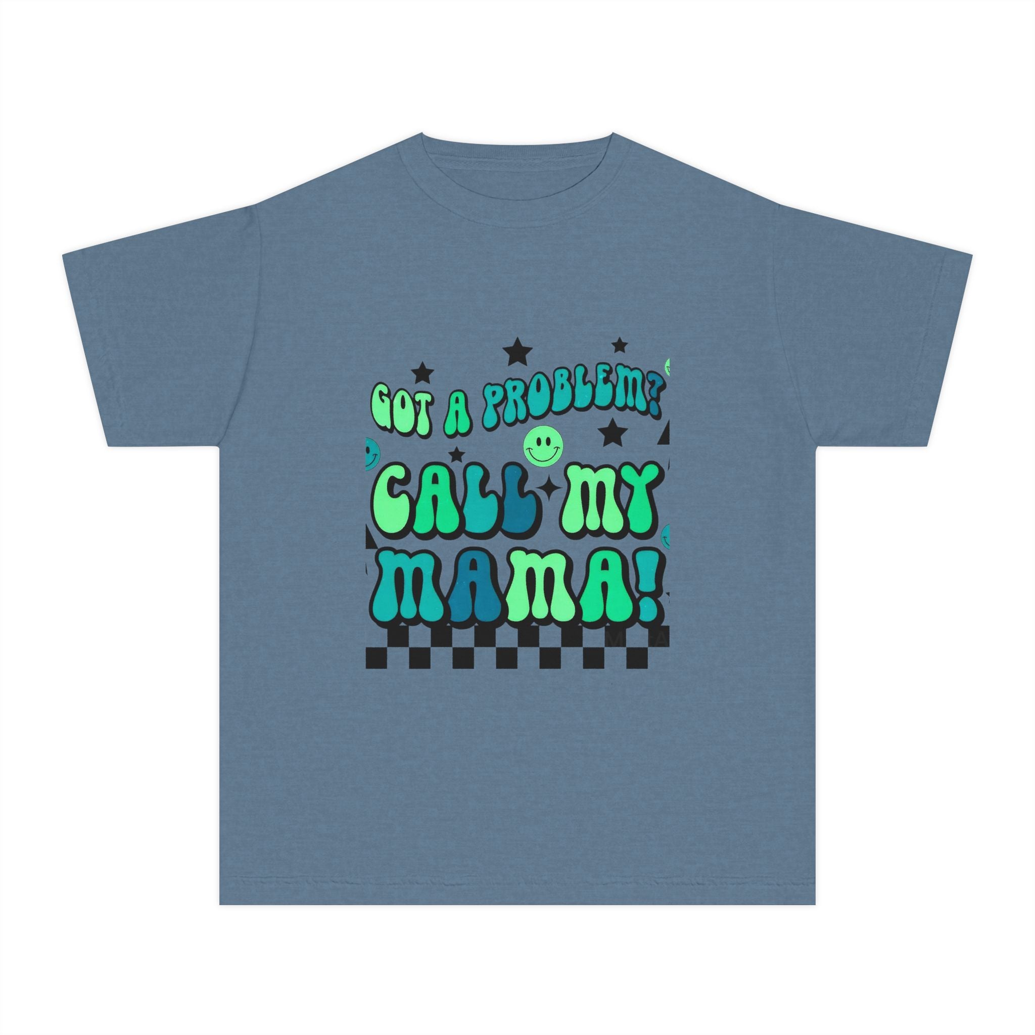 Youth Tee — "Got a Problem? Call My Mama!" Retro Checkerboard Kids T‑Shirt