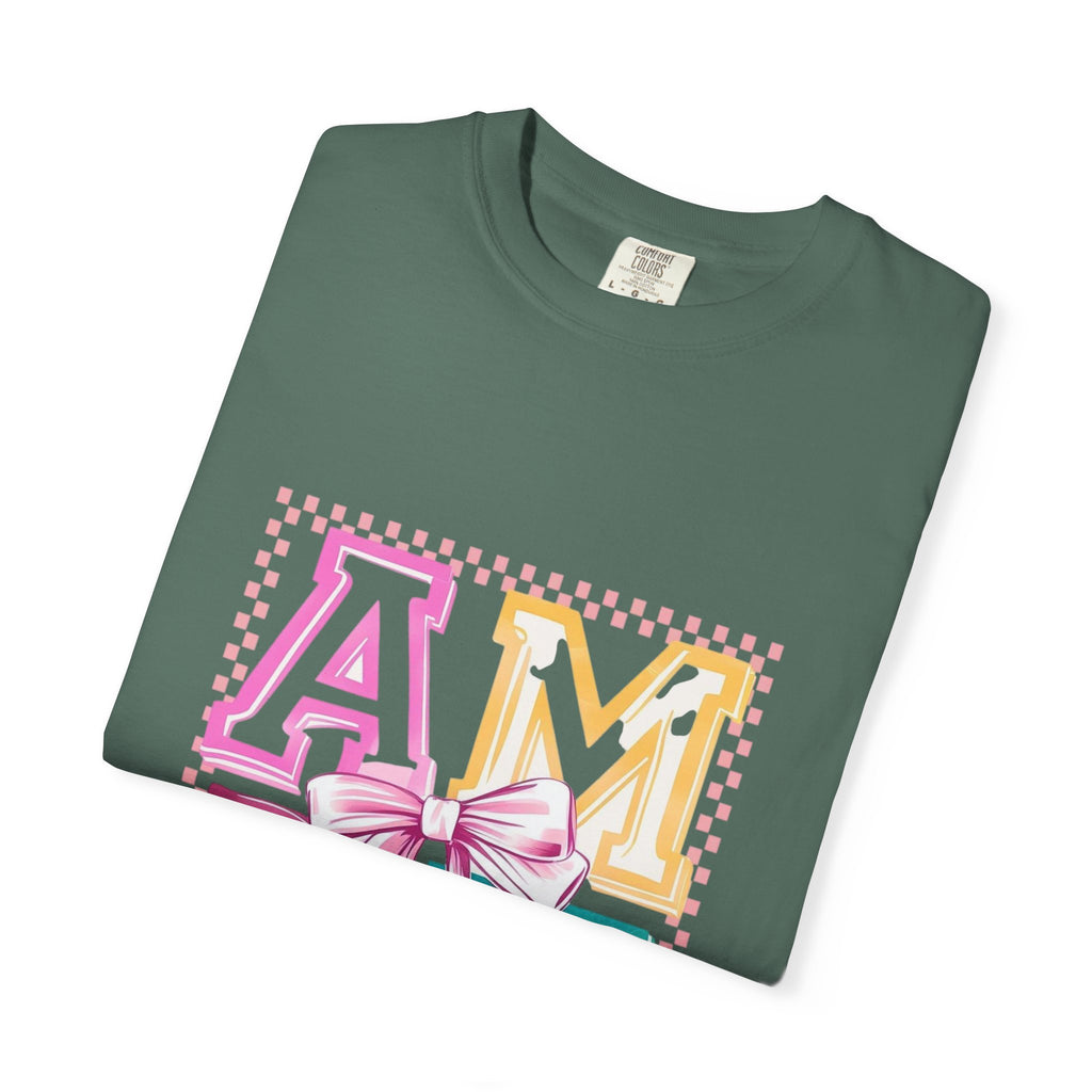 Amen Pastel Graphic T-Shirt — Retro Lettering with Bow