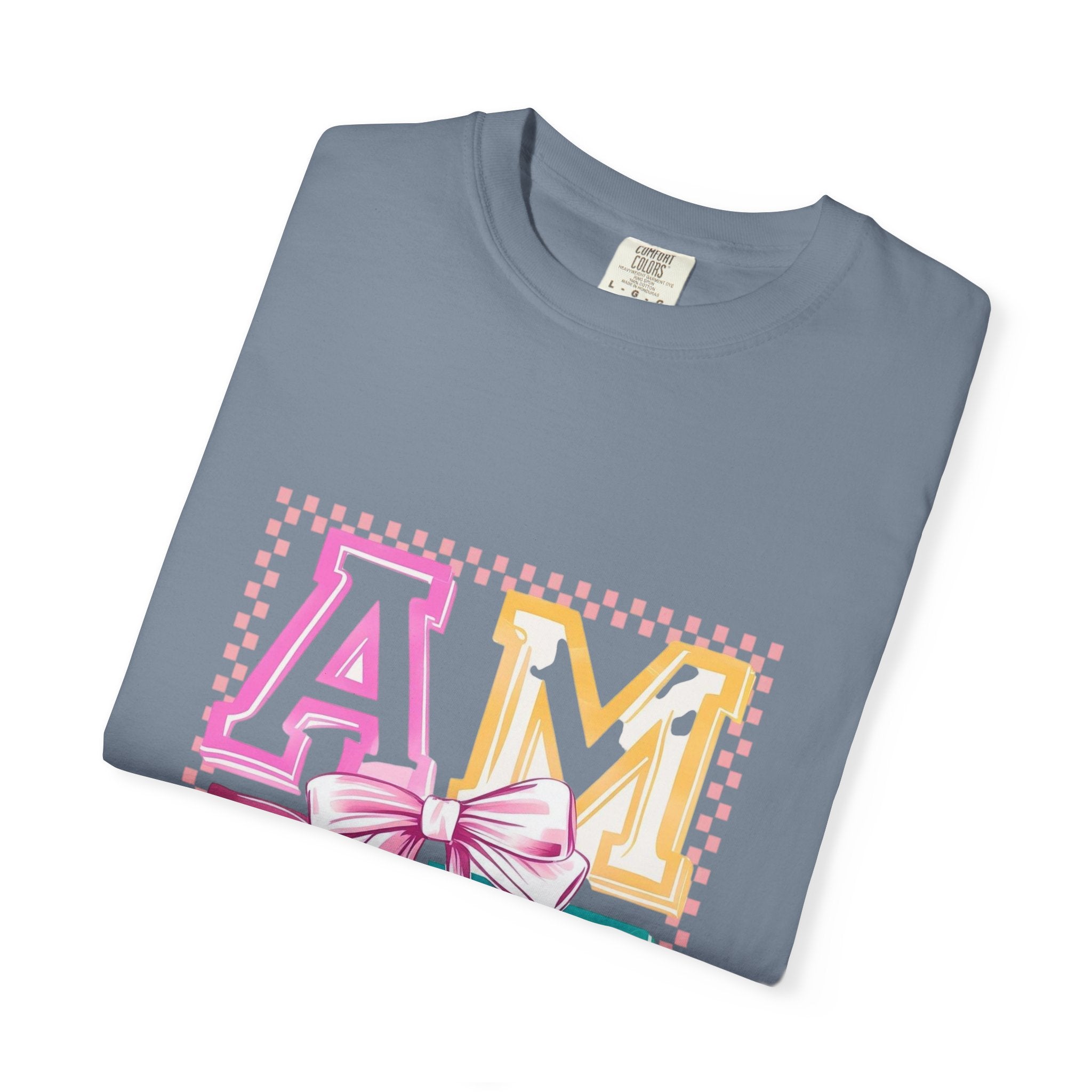Amen Pastel Graphic T-Shirt — Retro Lettering with Bow