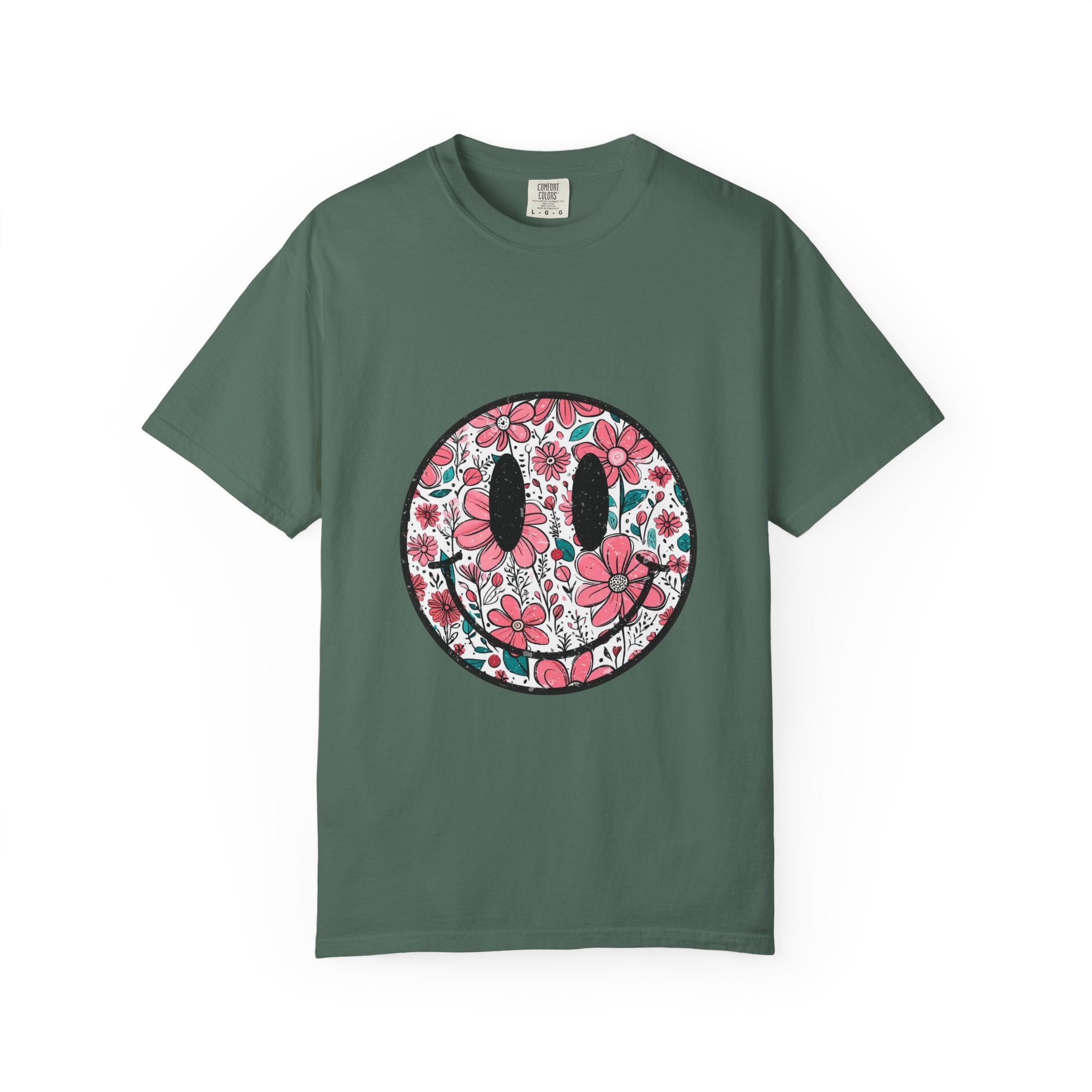 Floral Smiley T-Shirt — Pink Botanical Smile Tee