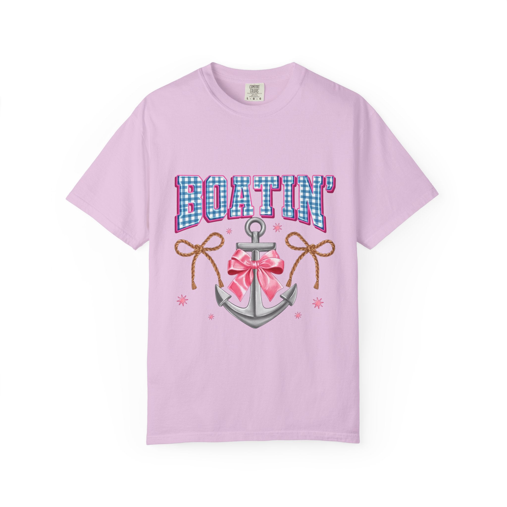 Boatin' Anchor T-Shirt — Cute Nautical Graphic Tee with Pink Bow