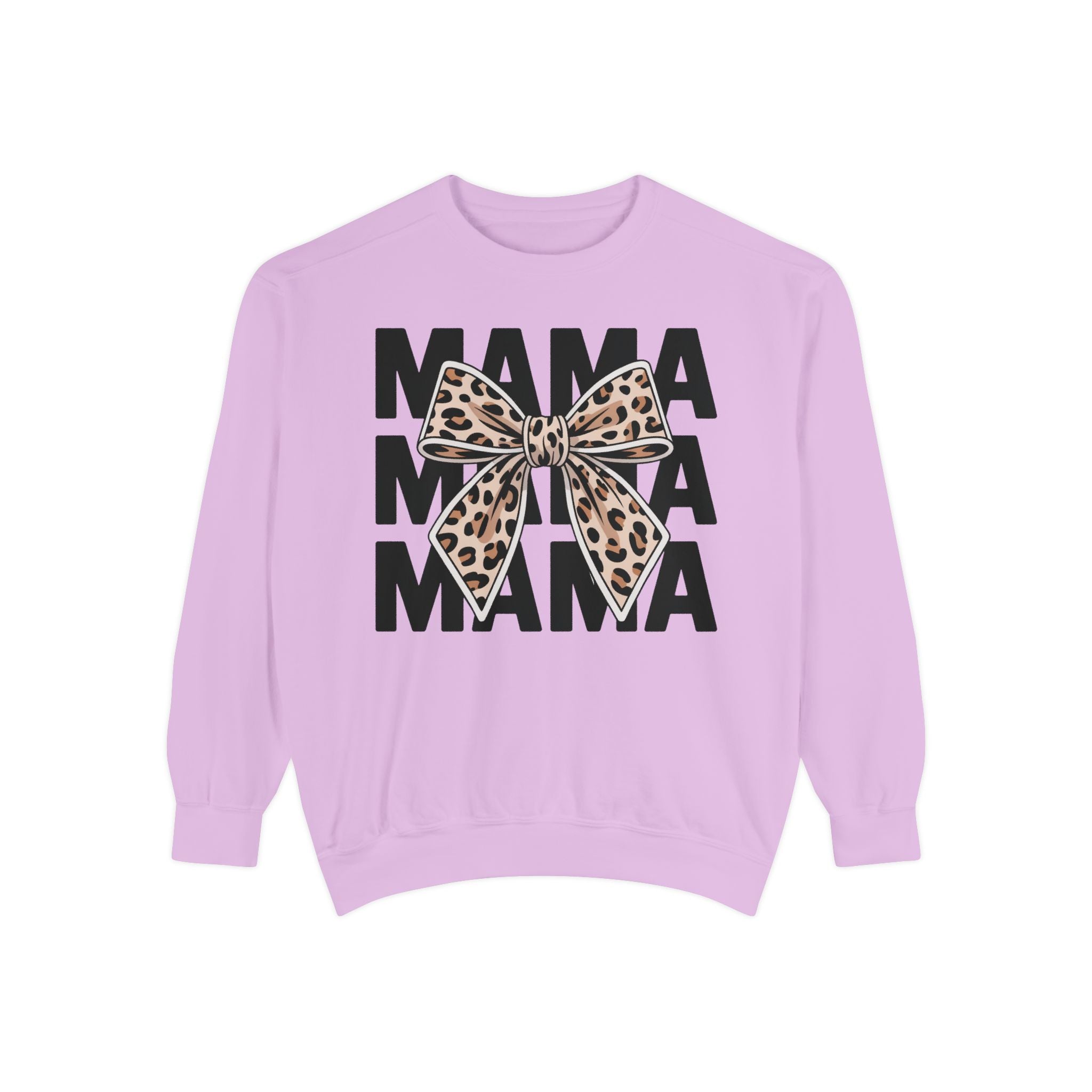 Mama Leopard Bow Sweatshirt — Cute Mom Graphic Pullover for Mother’s Day