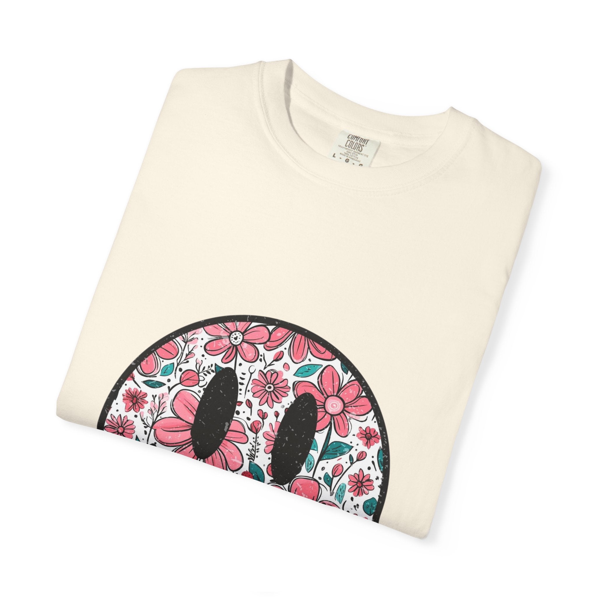 Floral Smiley T-Shirt — Pink Botanical Smile Tee