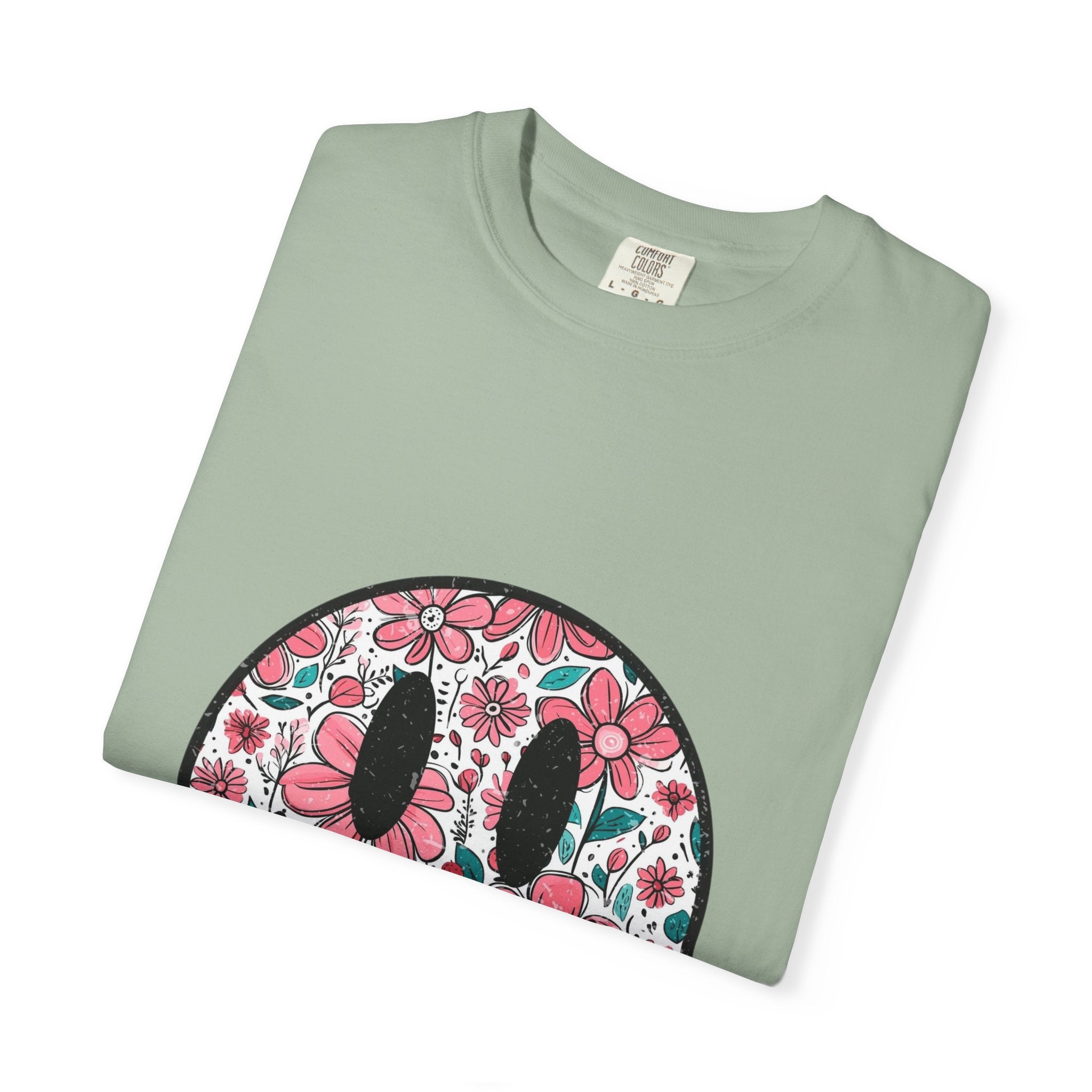 Floral Smiley T-Shirt — Pink Botanical Smile Tee