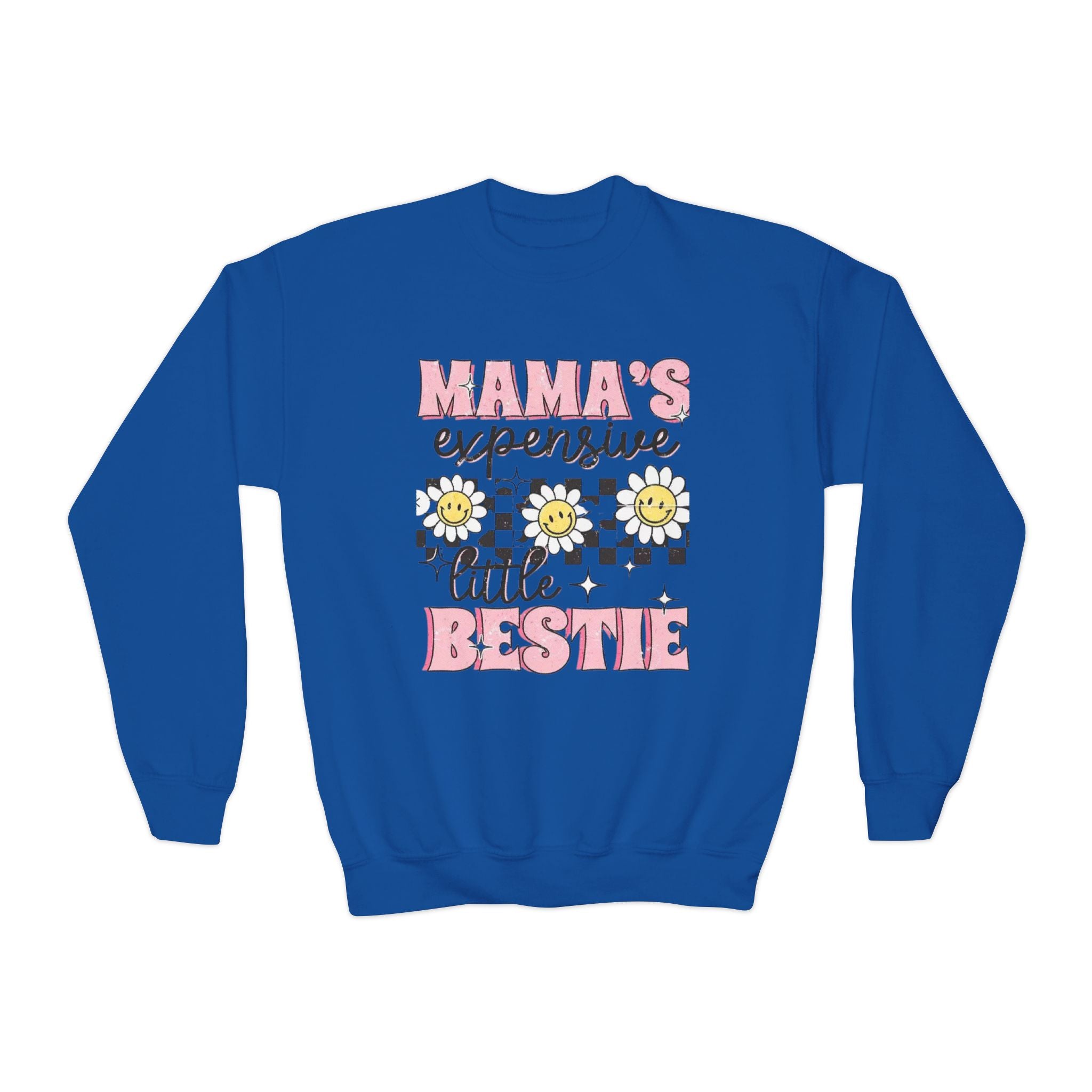 Youth Sweatshirt — "Mama's Expensive Little Bestie" Floral Crewneck