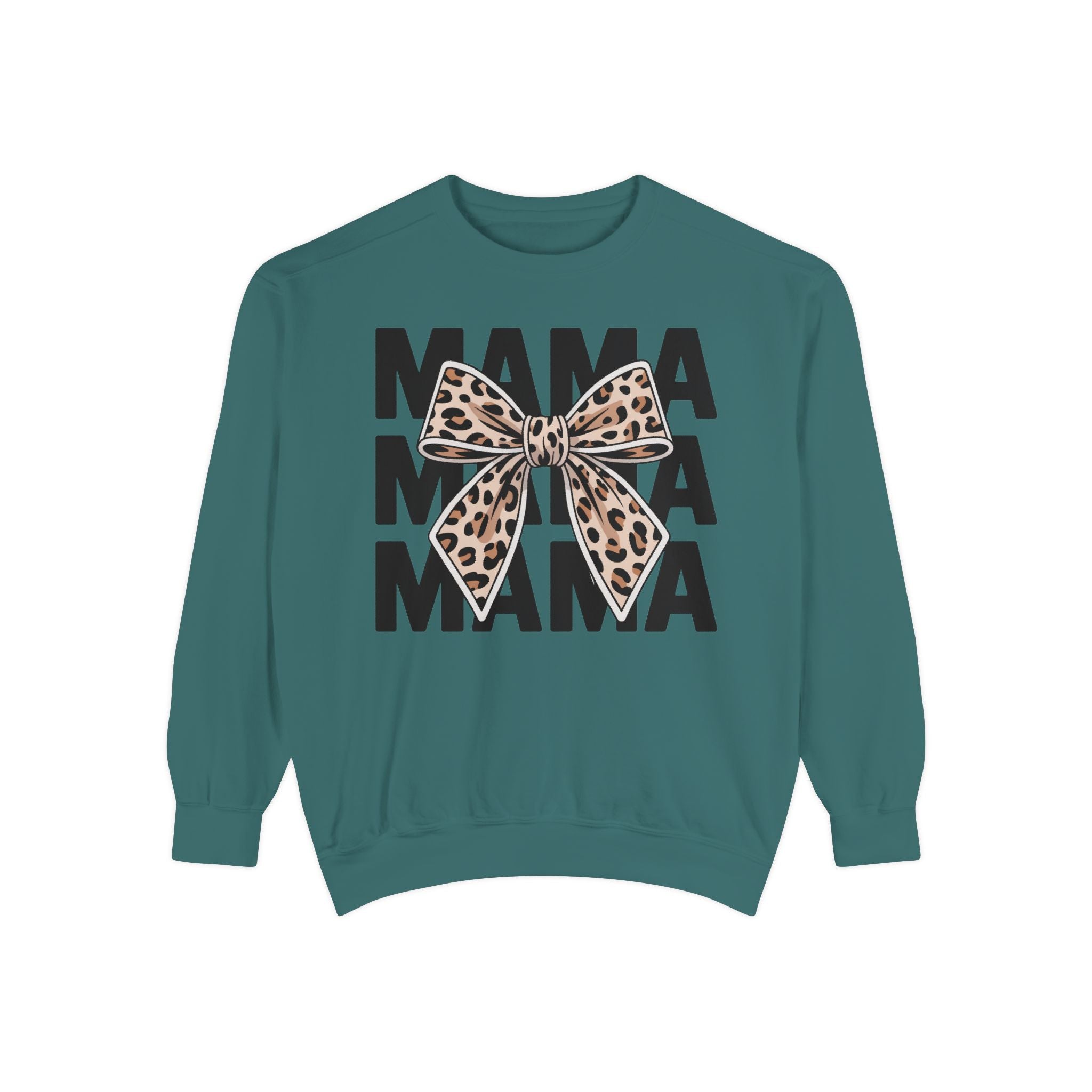 Mama Leopard Bow Sweatshirt — Cute Mom Graphic Pullover for Mother’s Day