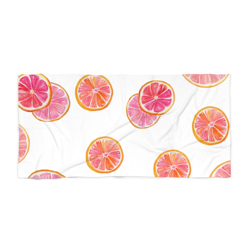 Citrus Slice Beach Towel — Pink Grapefruit Pattern