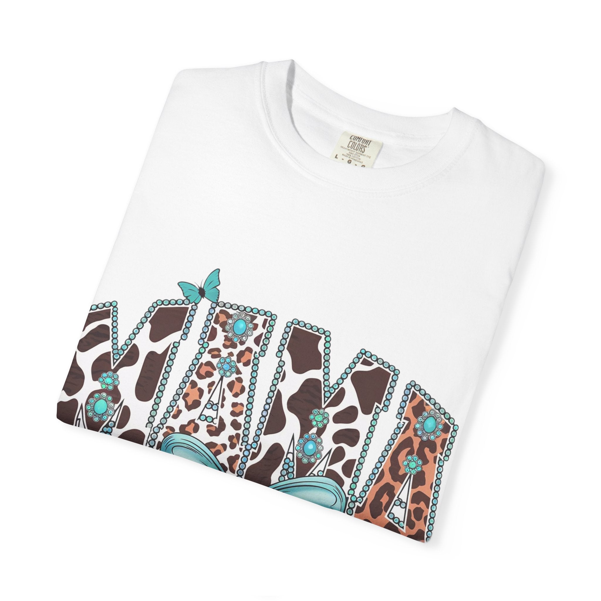 Mama Leopard Print Tee with Turquoise Bow — Mother's Day, New Mom Gift